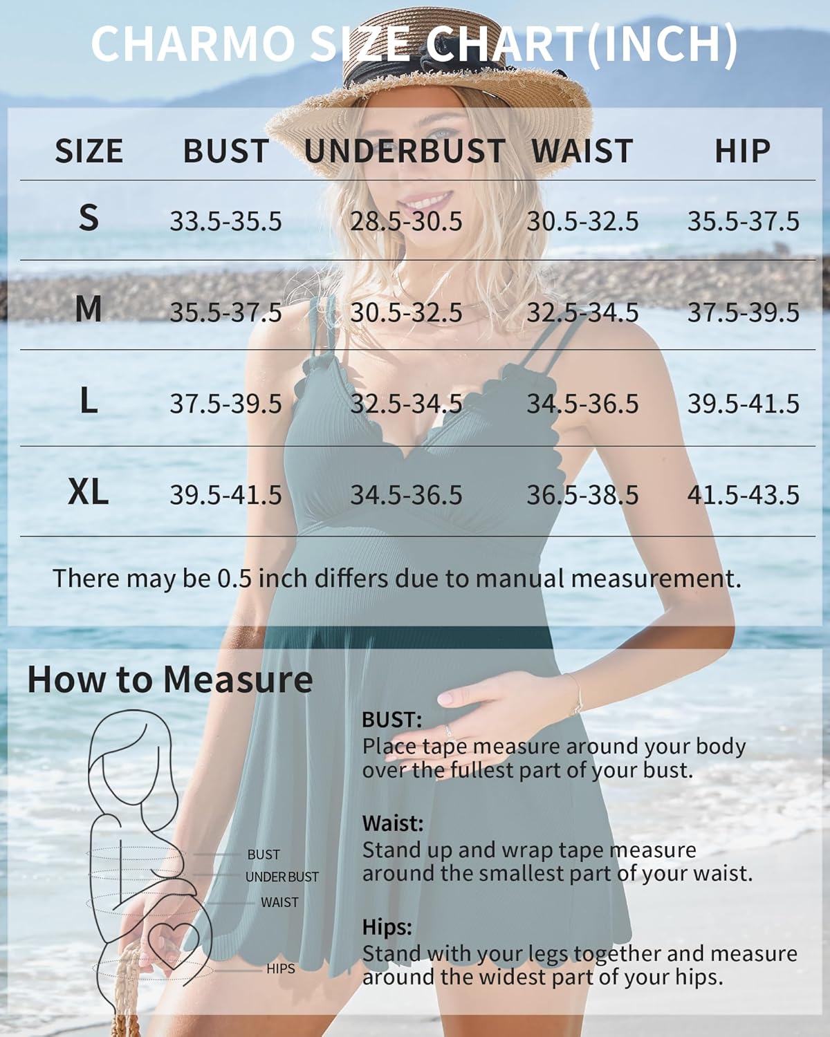 Charmo Ribbed Maternity Swimsuit One Piece Swim Dress Scalloped V Neck Pregnancy Bathing Suit 2026 Skirt Swimwear