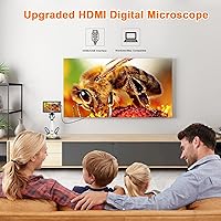 Vista 2 de Hayve Microscopio digital HDMI de 7 pulgadas, microscopio de moneda 1200X con pantalla IPS, microscopios de soldadura de 16MP con luces, soporte