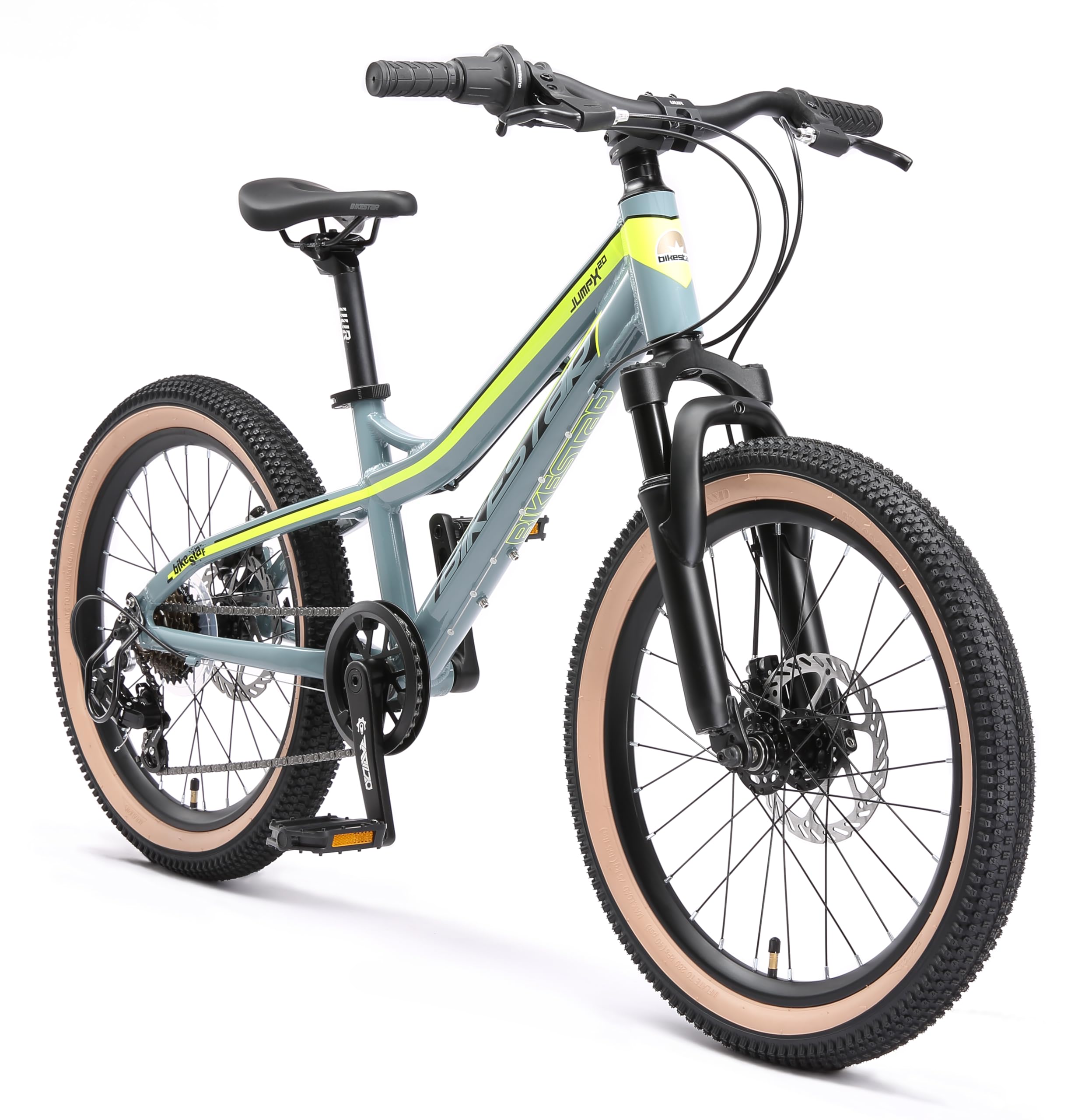 Bici Da Bambino 20 Pollici Verde - Mountain Bike Con 7 Marce, Freni A Disco, Telaio In Acciaio, Regolabile Per 6-13 Anni (Altezza 130-150 Cm)