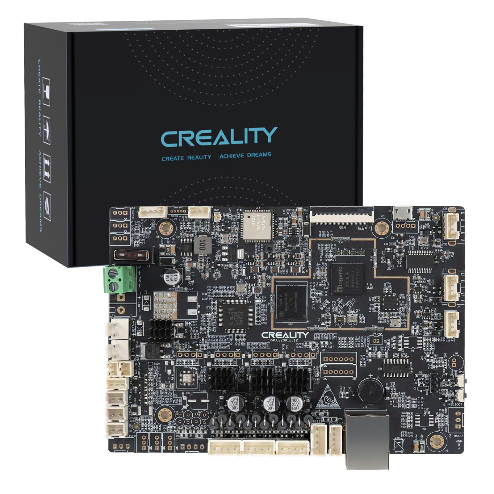 Creality Kit oficial de placa base K1 Max, placa base silenciosa original K1 Max de 32 bits con controlador TMC2209, placa de control CR4CU220812S12 para impresora 3D Creality K1 Max (no para modelo