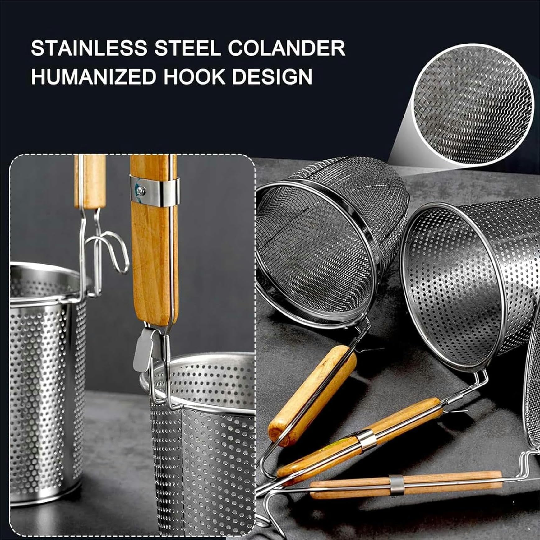 Set di Inserti per pentola per Pasta Professionale con Coperchio, Adatta a pentole Multiuso in Acciaio Inox con 2, 4 o 6 Fori per Cucinare Verdure e Frutti di Mare.