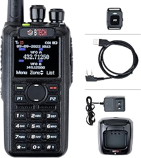 BTECH DMR-6X2 PRO Digital DMR and Analog 7-Watt Dual Band Two-Way Radio (136-174MHz VHF & 400-480MHz UHF). Supports Bluetooth, APRS, GPS, Roaming, AES256 Encryption, Recording, and More