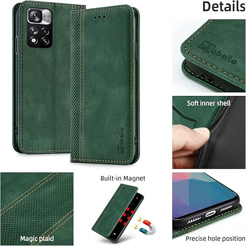 Miniatura 6 de AKABEILA Funda para Xiaomi Redmi Note 11 4G, funda tipo folio compatible con Xiaomi Redmi Note 11S de piel sintética, cierre magnético, cubierta con