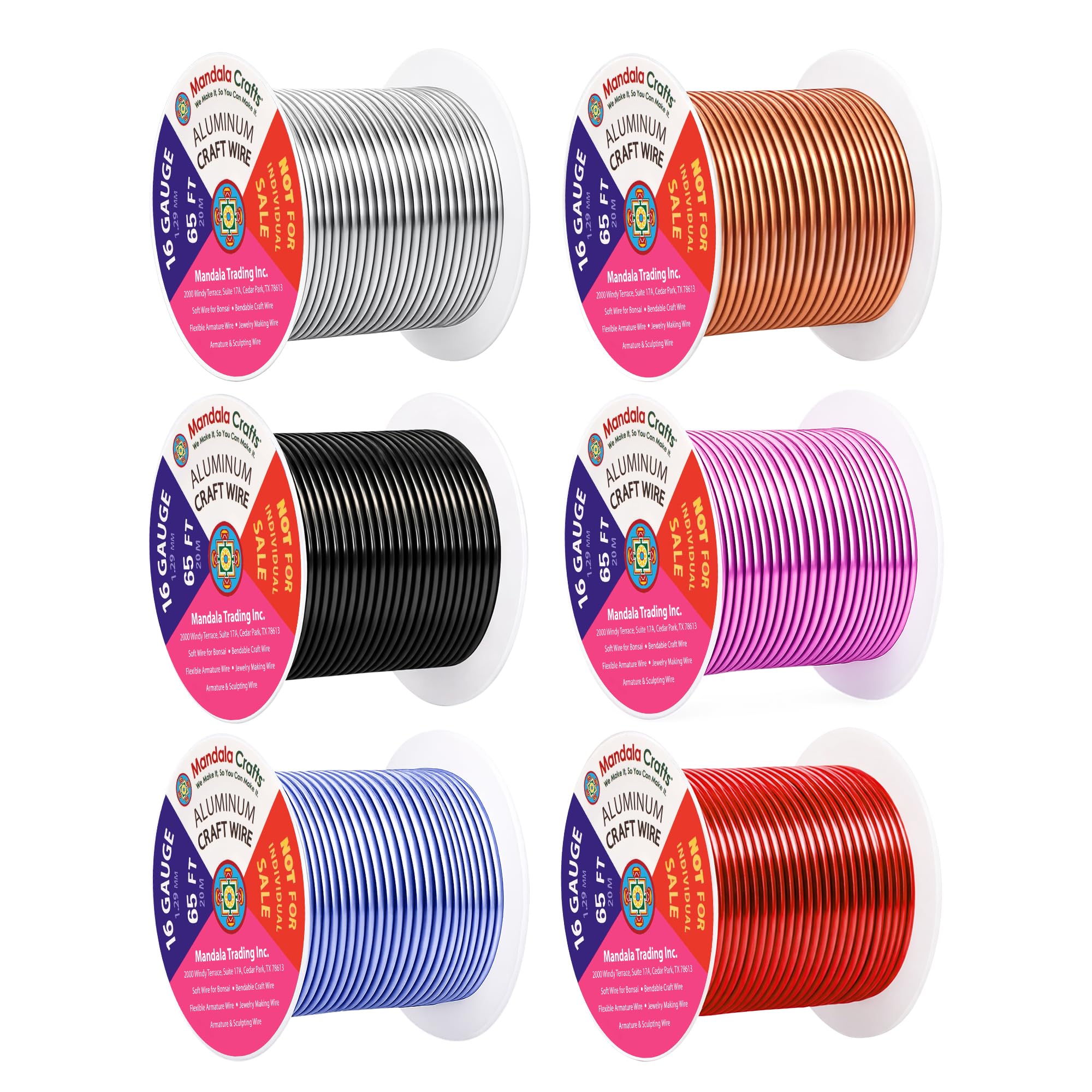 Mandala Crafts 16 GA Red Copper Black Assorted Anodized Aluminum Craft Wire