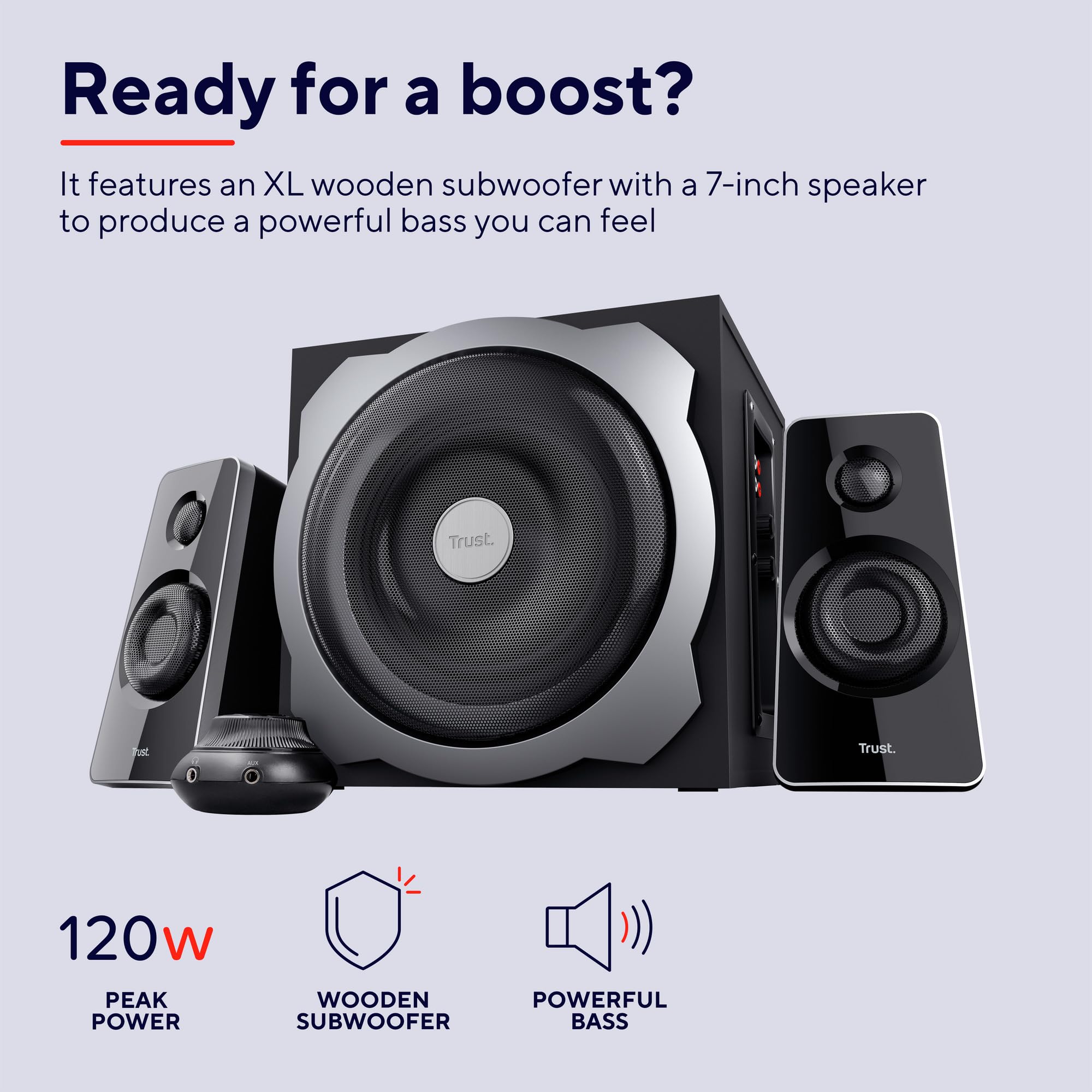 Trust Tytan 2.1 Speaker Set - PC luidspreker met subwoofer, 120 Watt, zwart