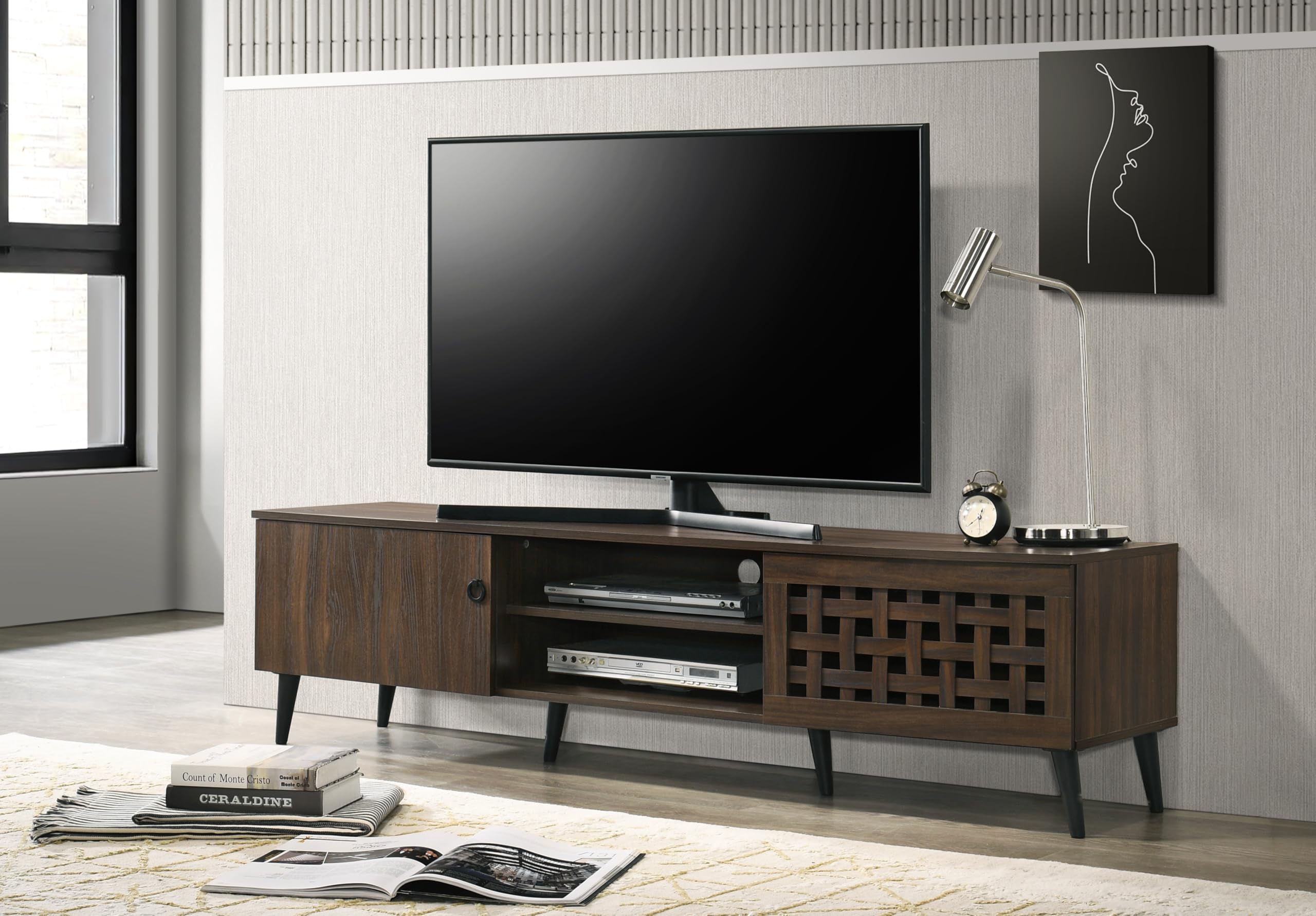 DeckUp Ceylon Engineered Wood TV Unit (Walnut, Matte Finish)
