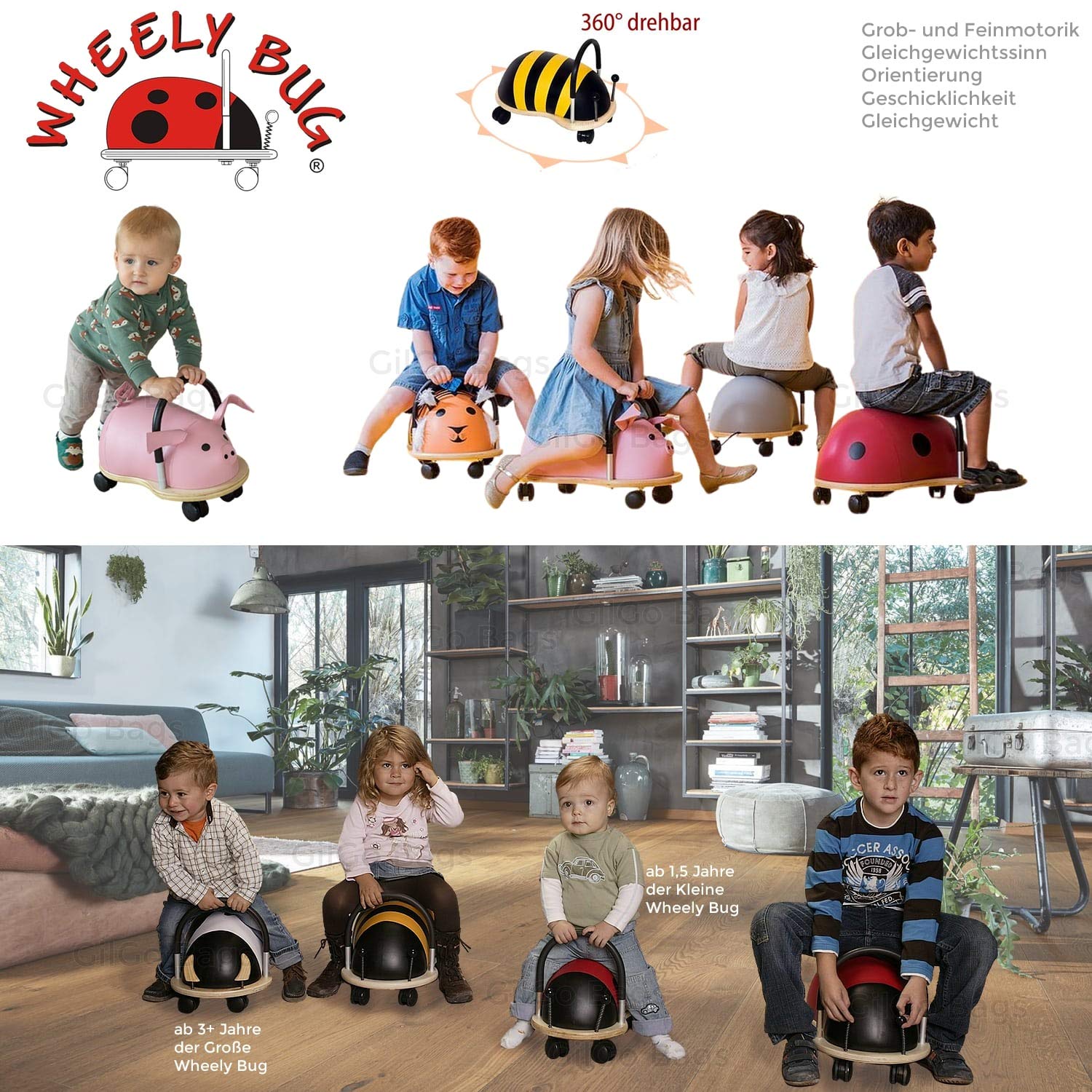 Wheely Bug Rutscher Kinderfahrzeug 51100 Kuh, Eisbär, 1,5+ klein | Rutschtier für Jungen und Mädchen, Wheely Bug Modell, Groß oder Klein Auswahl verfügbar