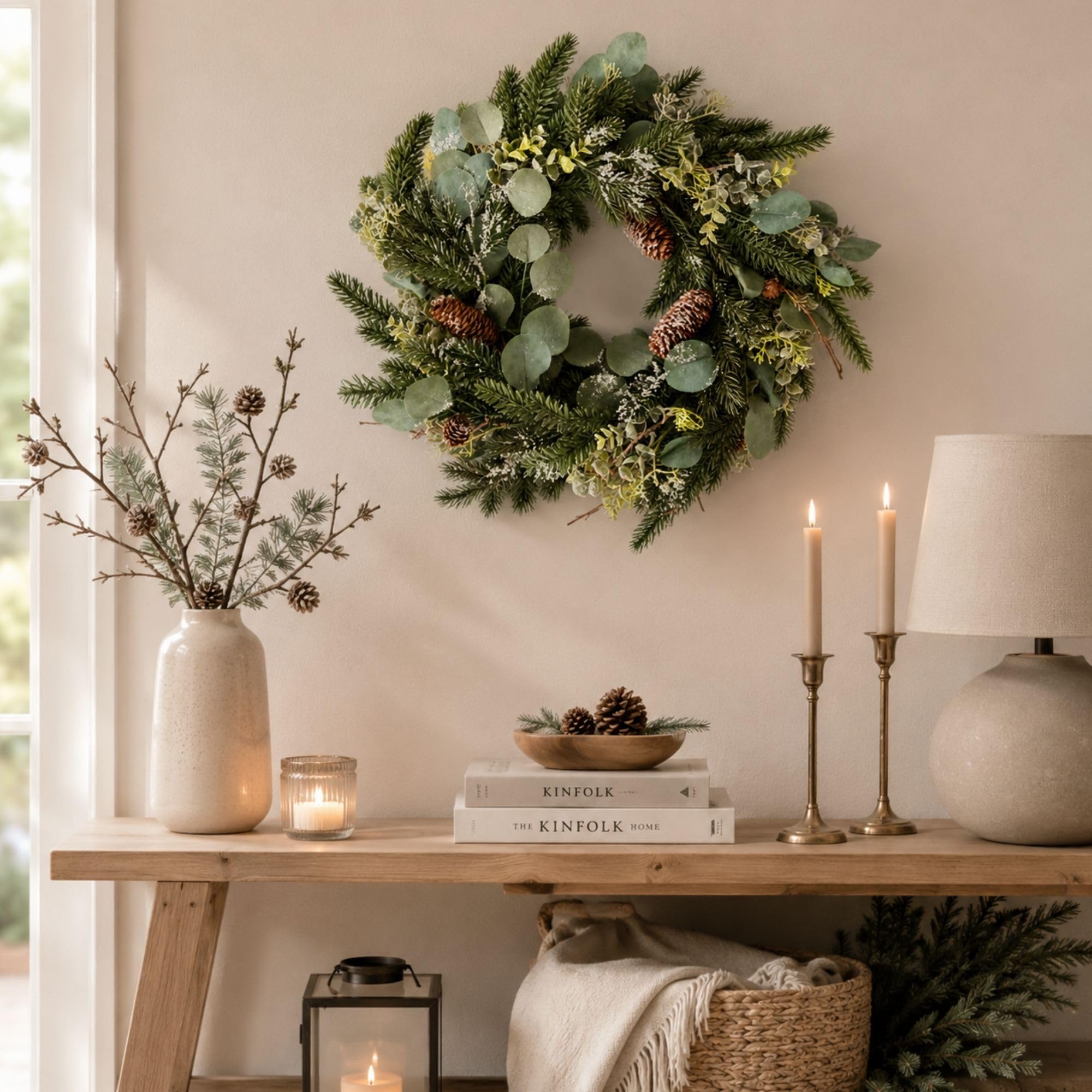 Weihnachtskranz Türkranz künstlich, Adventskranz wie echt, ∅70cm