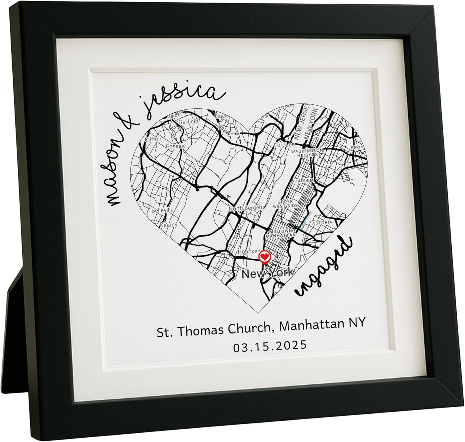 Wedding Present for Couple Personalized Map Heart Frame Marriage Location Custom Engagement Gift Keepsake Proposal Place Sign For Groom Bride
