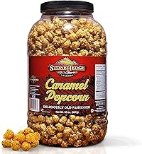 Stonehedge Farms Caramel Flavored Popcorn | 32 oz Large Tub | Perfect for Holidays and Christmas | Bulk Gourmet Popped Sweet Snacks | Made in the USA