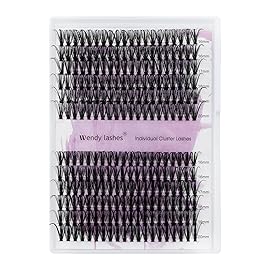 Lash Clusters Individual Cluster Lashes 40/50D DIY Lashes 16-20mm Mixed Length C/D Curl Thin Band Cluster Lashes Matte Black Eyelashes Resuable Soft Cluster Eyelashes(40/50D-D,16-20mm Mixed)