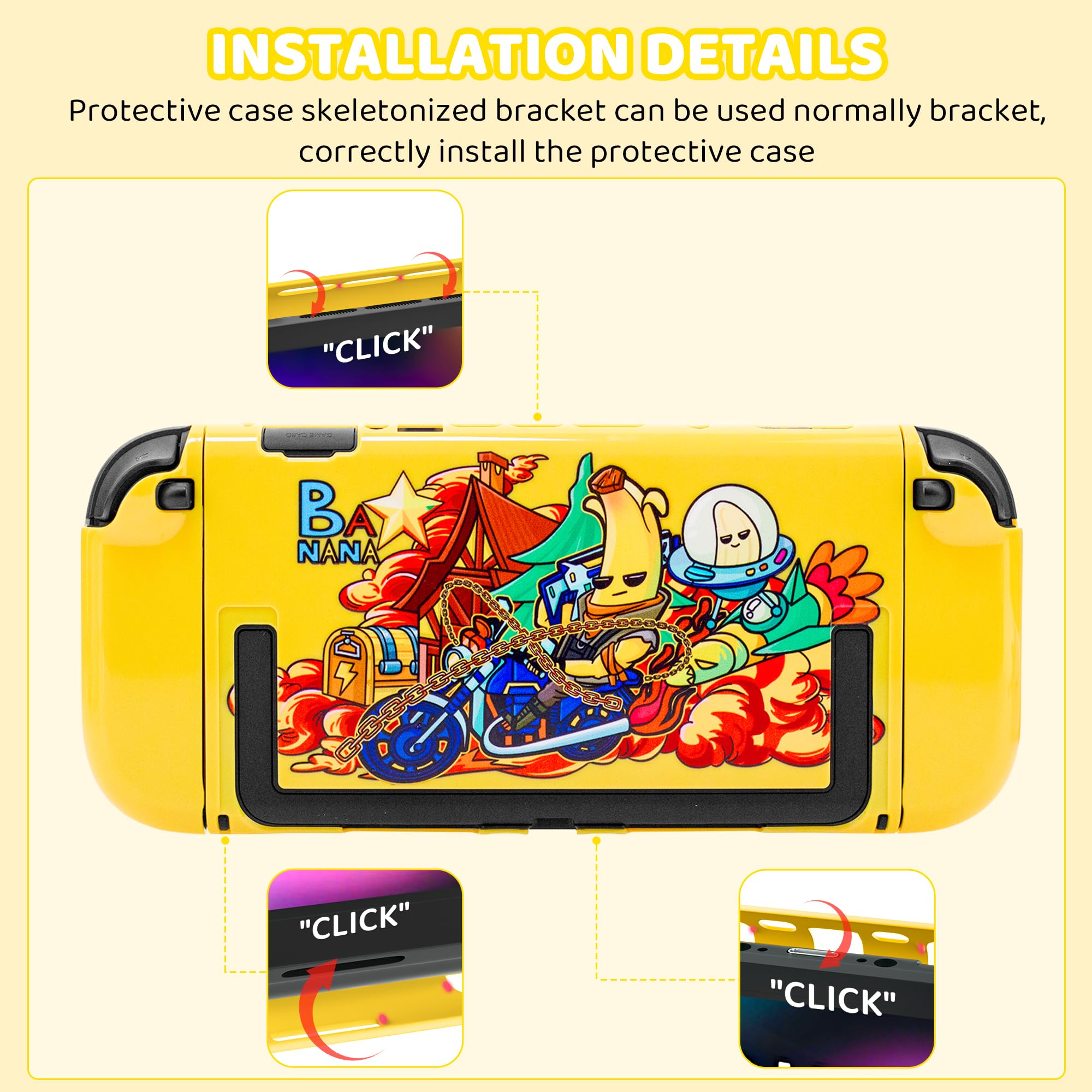 RHOTALL Sac de transport jaune pour Nintendo Switch 2, étui de voyage rigide pour Fortnite Peely, Switch 2 accessoires, étui de protection et sac de rangement avec 12 emplacements et film de