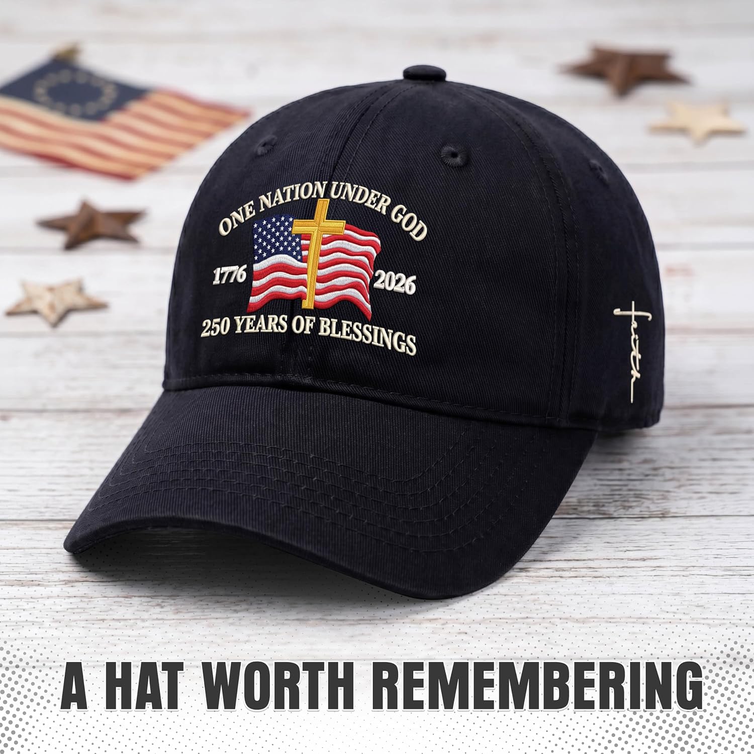 FLAGWIX 250th Anniversary USA Hat - Embroidered American Baseball Cap - Fathers Day 4th of July 250 Hat Gifts for Men Women