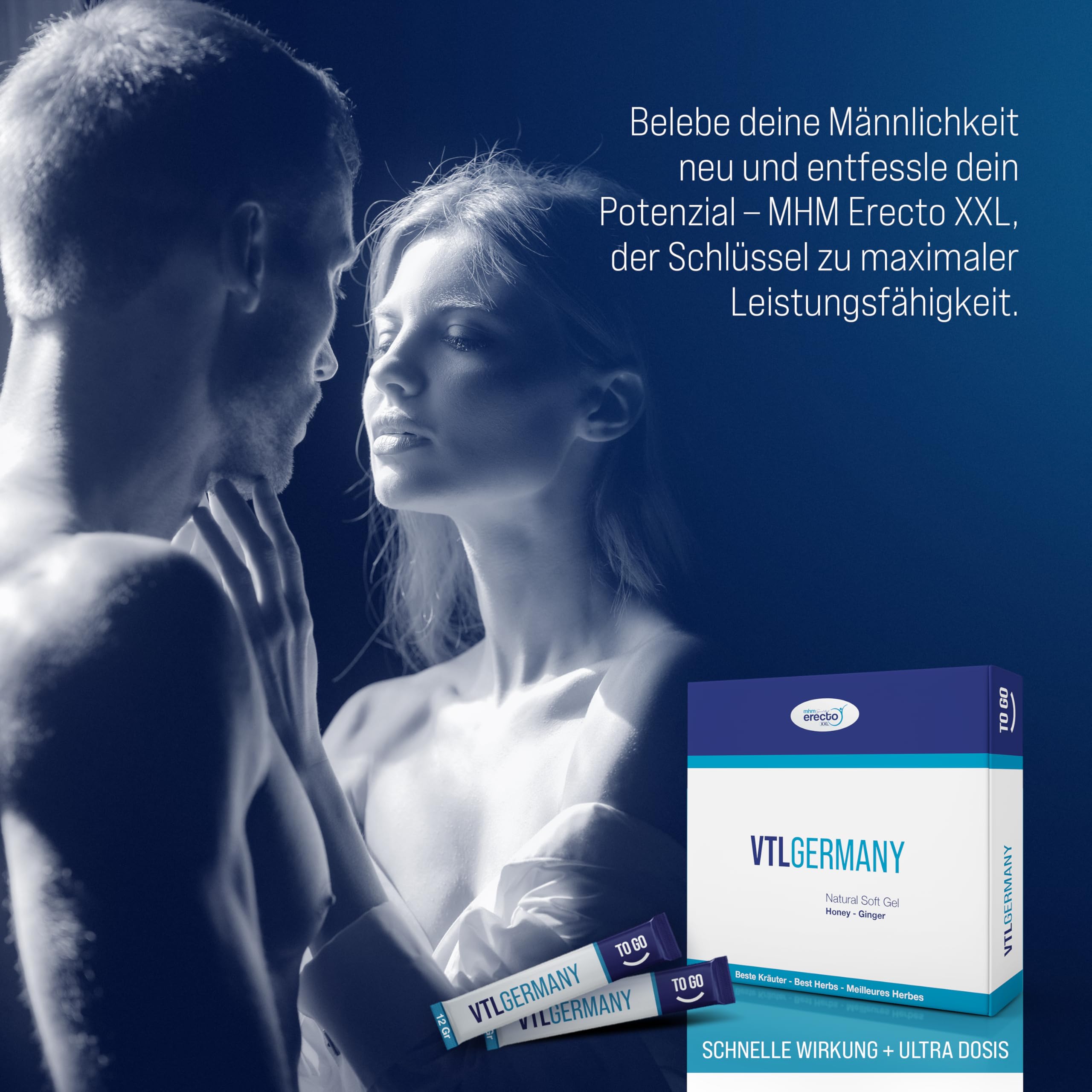 VTL Germany 12x12g Stick, Extra Stark für aktive Männer, HOCHDOSIERT Maca und Tribulus Herbal Gel Supplement