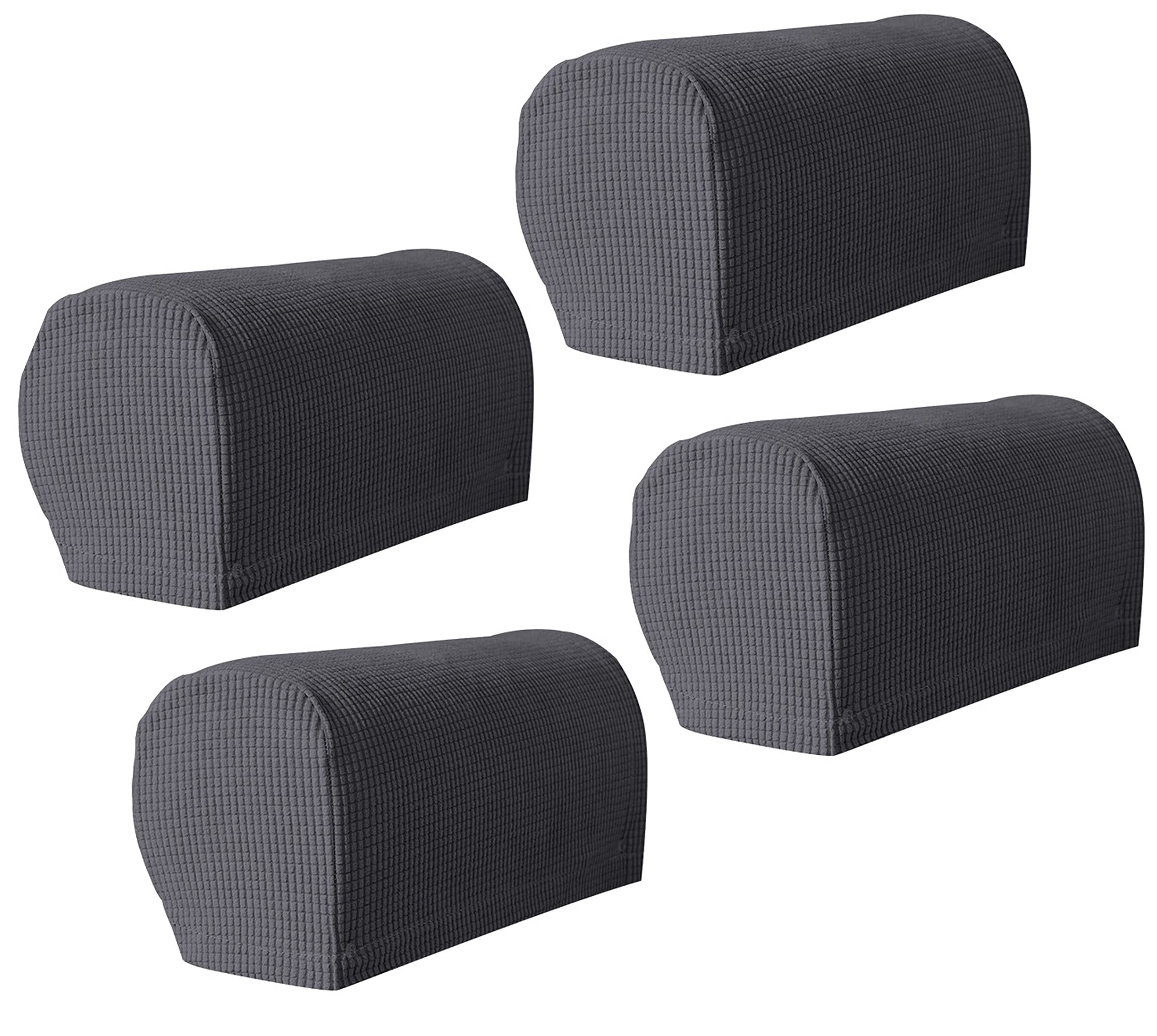 Hruile Armrest Stretch Chair Covers, Anti-Slip Armchair Couch Arm Rest Covers Sofa Armrest Cover Spandex Polyester Sofa Arm Caps Slipcovers Protector,Set of 4,Grey