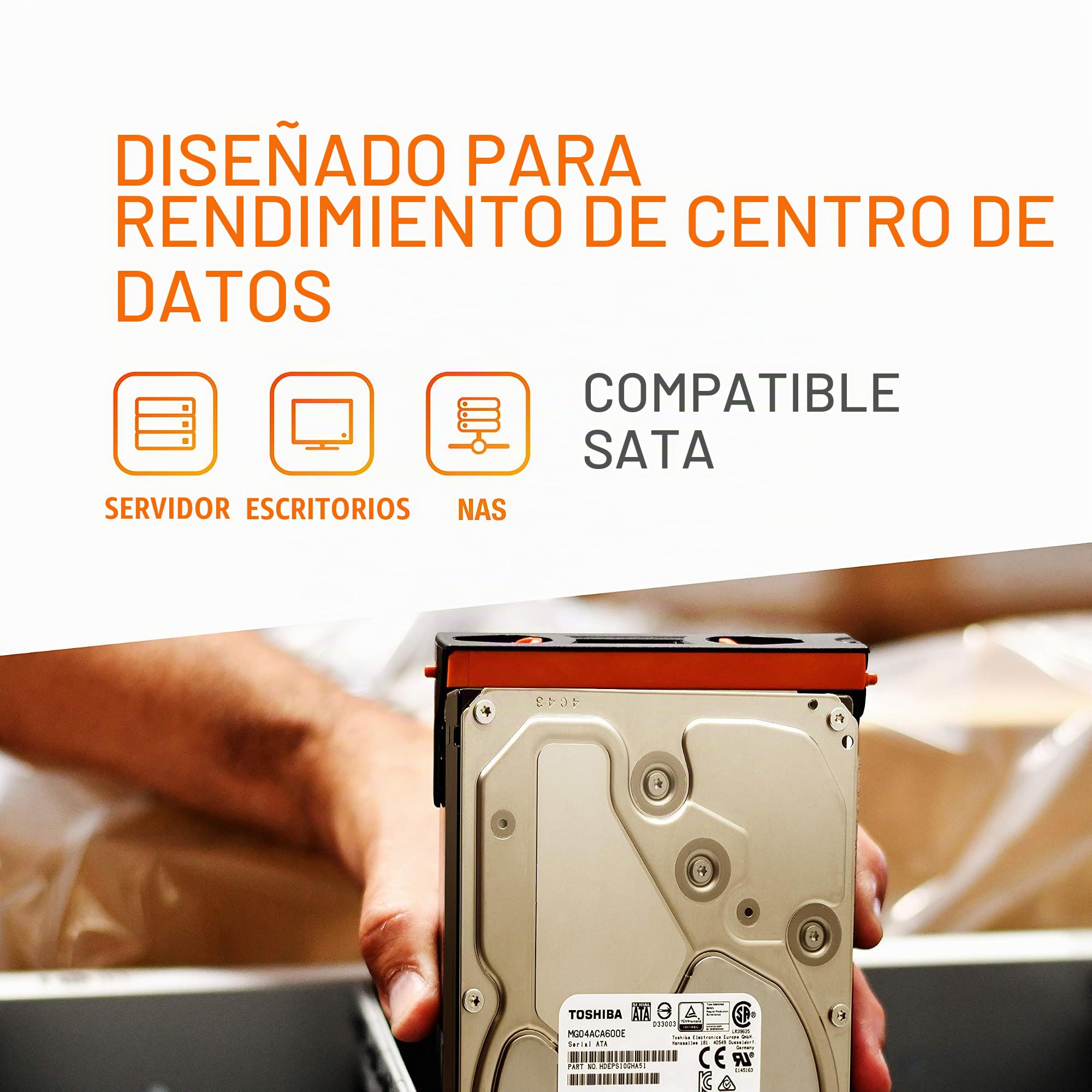 Toshiba 6TB Interne Festplatte MG04ACA600EY 3,5 Zoll HDD SATA 6Gb/s - NL - 7200 RPM - Puffer: 128 MB (Reacondicionado)