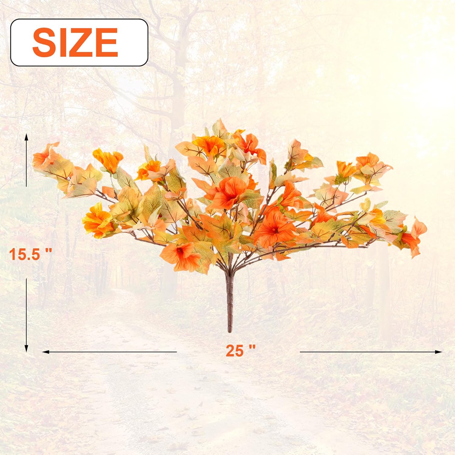 Artificial Fake Fall Flowers Planter for Outdoor Decoration, 2PCS Silk Faux Autumn Flower Petunias Plants, UV Resistant Floral for Garden Porch Yard Balcony Realistic Indoor Decor
