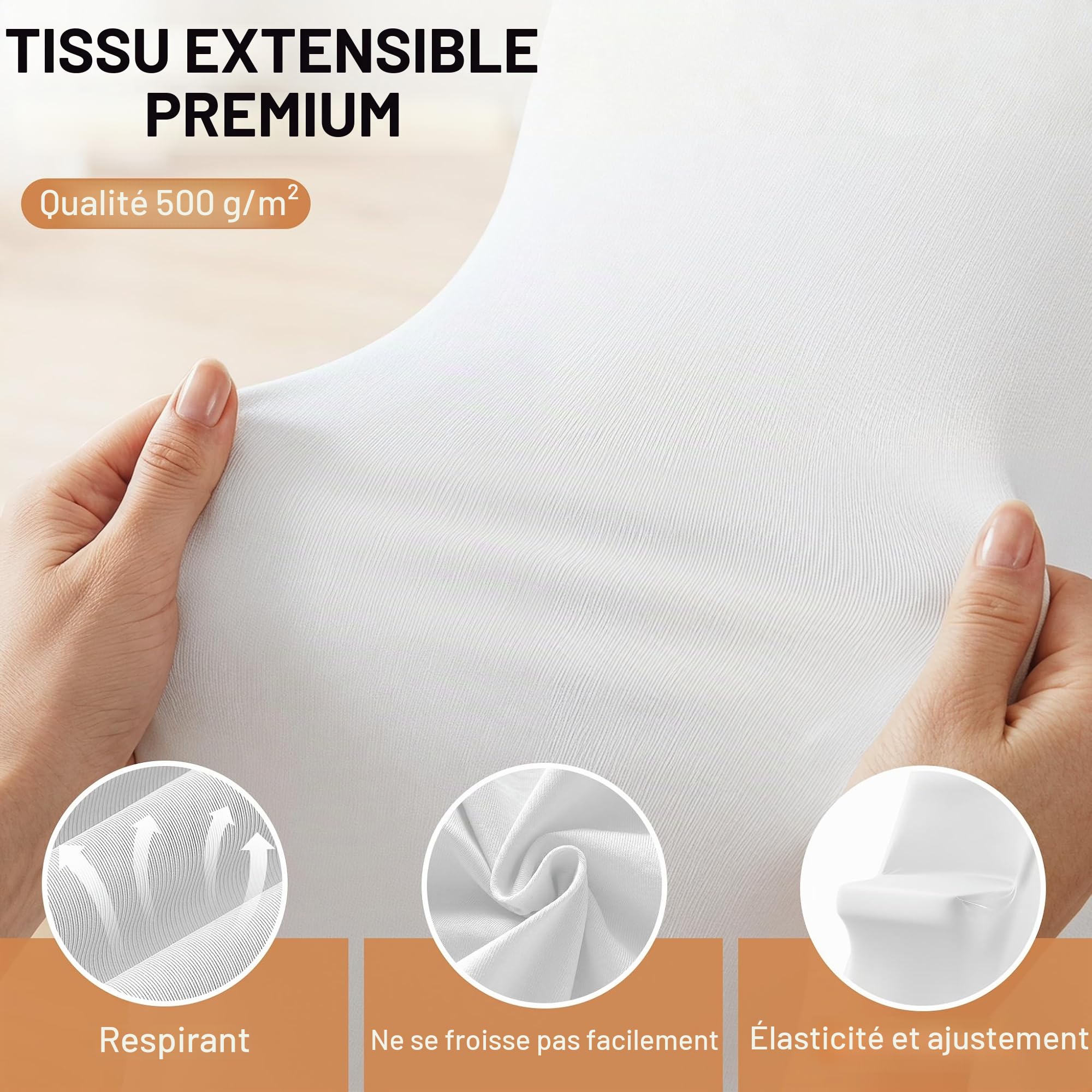 Aufun Lot de 50 Housses de Chaise universelles en Lycra pour Salle à Manger, Mariage, hôtel, Restaurant, Banquet, fête, Blanc 50 pezzi Bianchi Blanc