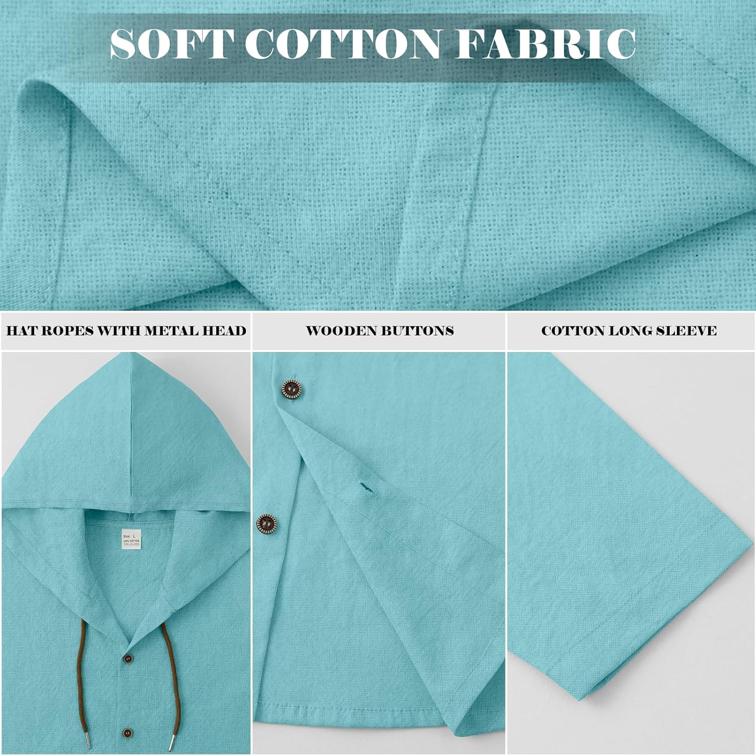 Men Cotton Linen Long Sleeve Button Down Shirt Summer Casual Hawaiian Beach Tops Lightweight Fashion Hoodies - Image 5