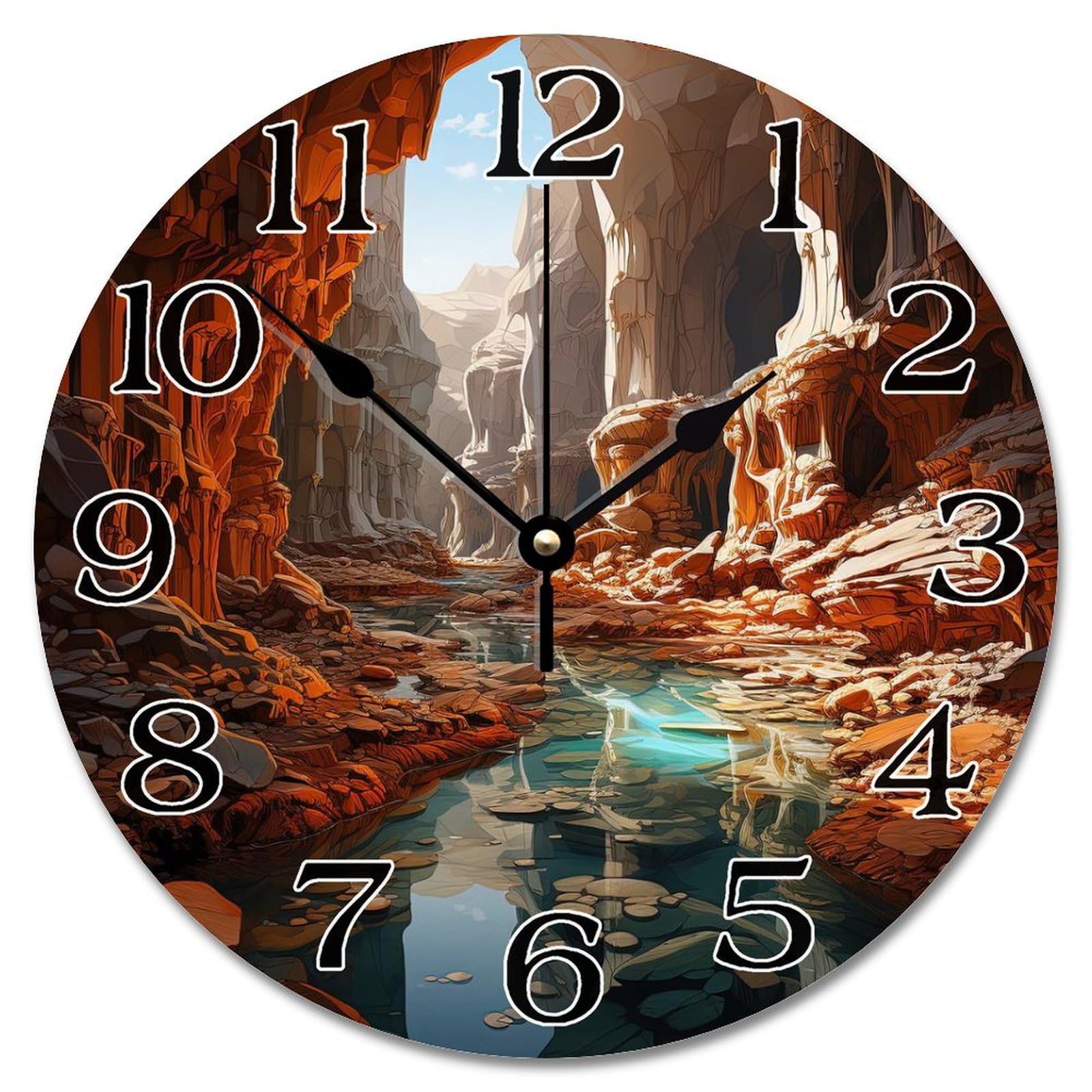 Horloge murale paysage grottes de Carlsbad grande horloge de voyage