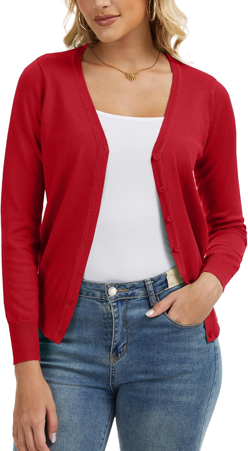 Spicy Sandia Womens Cardigan Sweaters Lightweight Button Up V Neck Dressy Casual Trendy Spring Sweater Jackets - Image 3