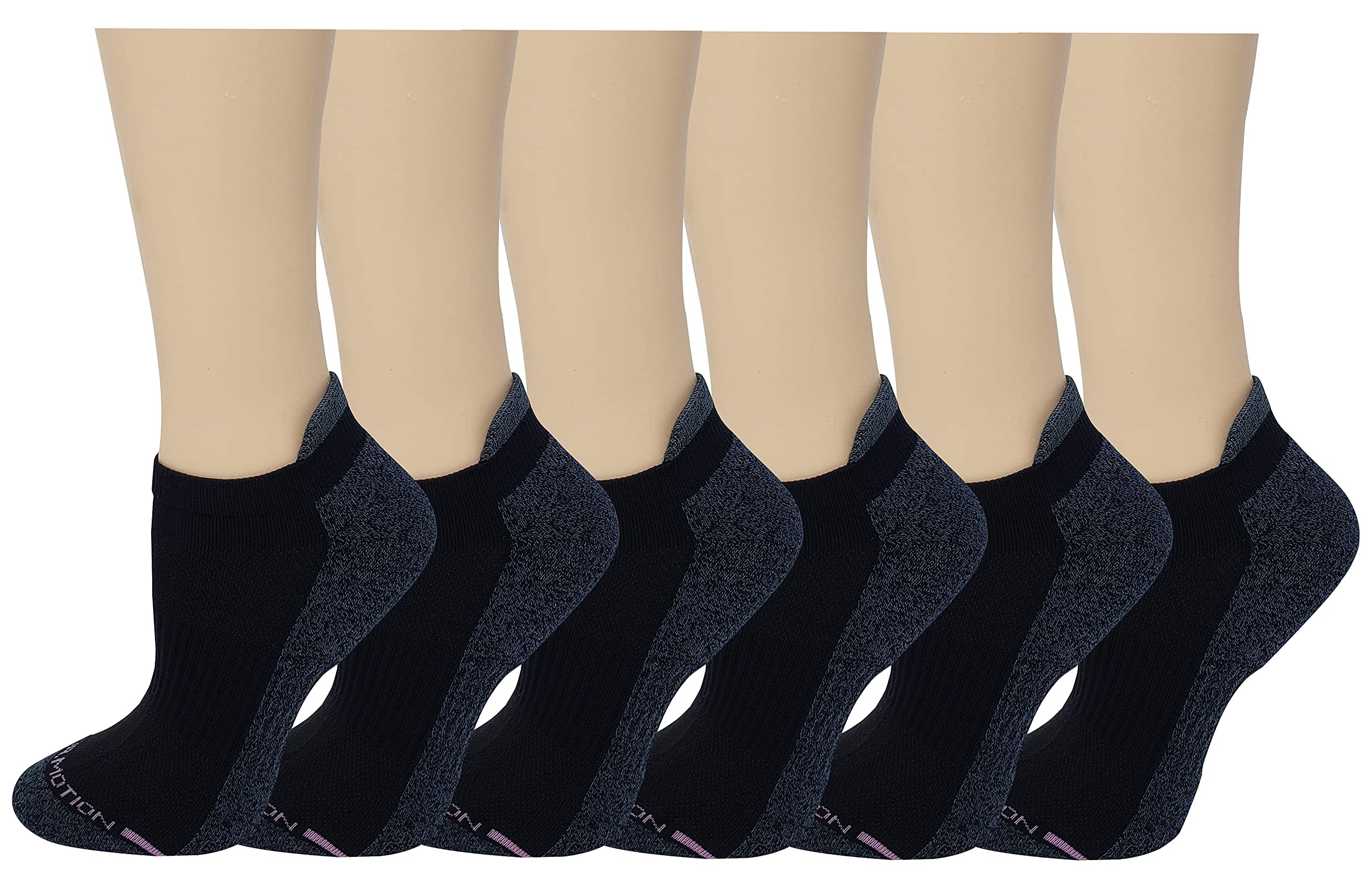 Dr. Motion Women's Men 6pk Compression Low Cut Anklet Socks (9-11, Black)