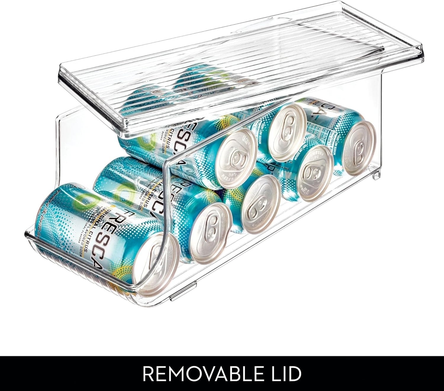 iDesign Soda Can Organizer with Lid for Pantry or Refrigerator - Set of 2 - Clear - Made in USA