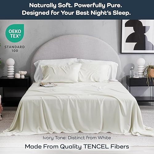 Miniatura 2 de Olive + Crate Luxury Series - Juego de sábanas 100% Tencel de eucalipto tamaño Queen, 4 piezas, sábanas refrescantes súper suaves  Bolsillo profundo