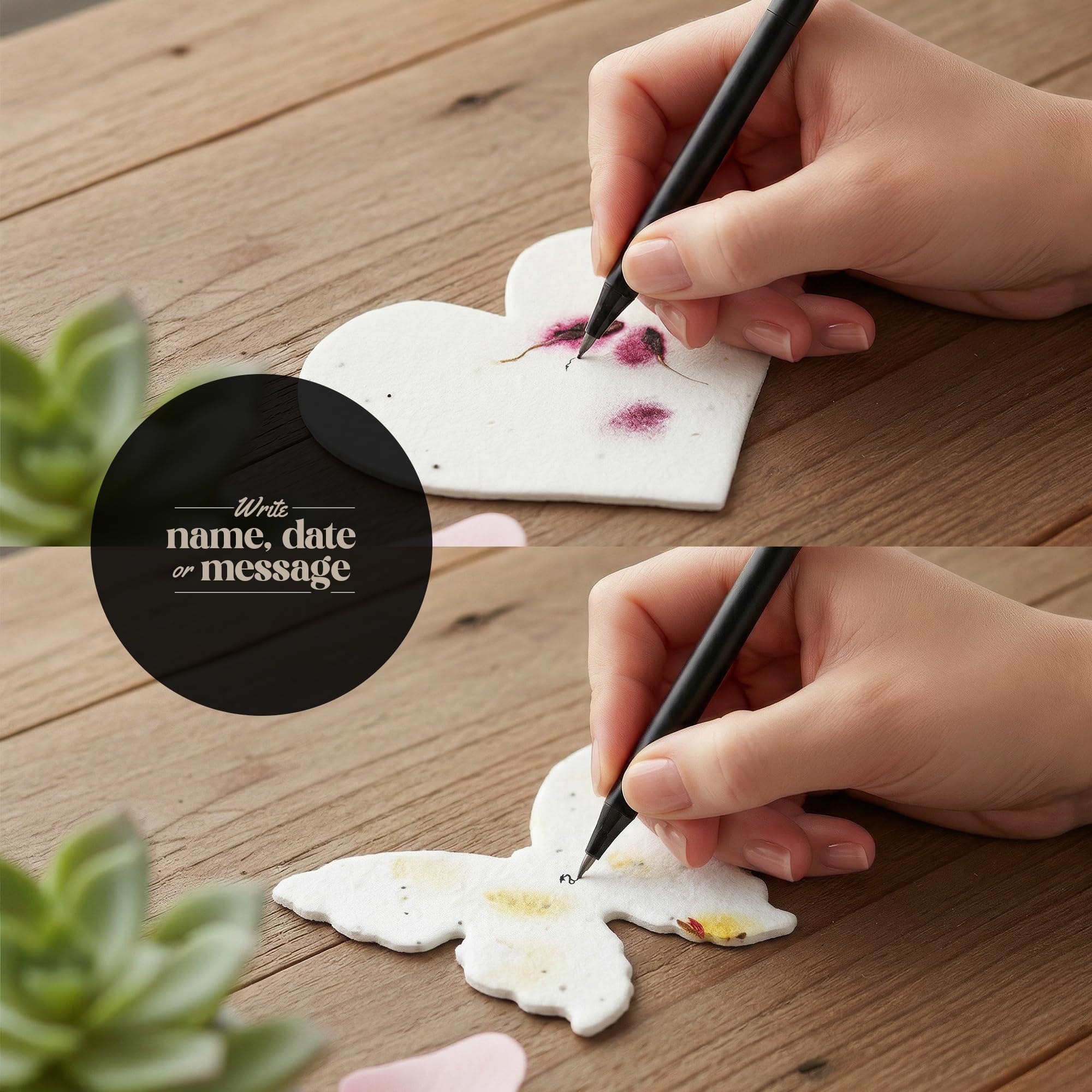 48 piezas de papel de semillas plantables – 24 corazones y 24 mariposas incrustadas con semillas de flores silvestres para despedida de soltera, regalo de boda, cumpleaños y otras
