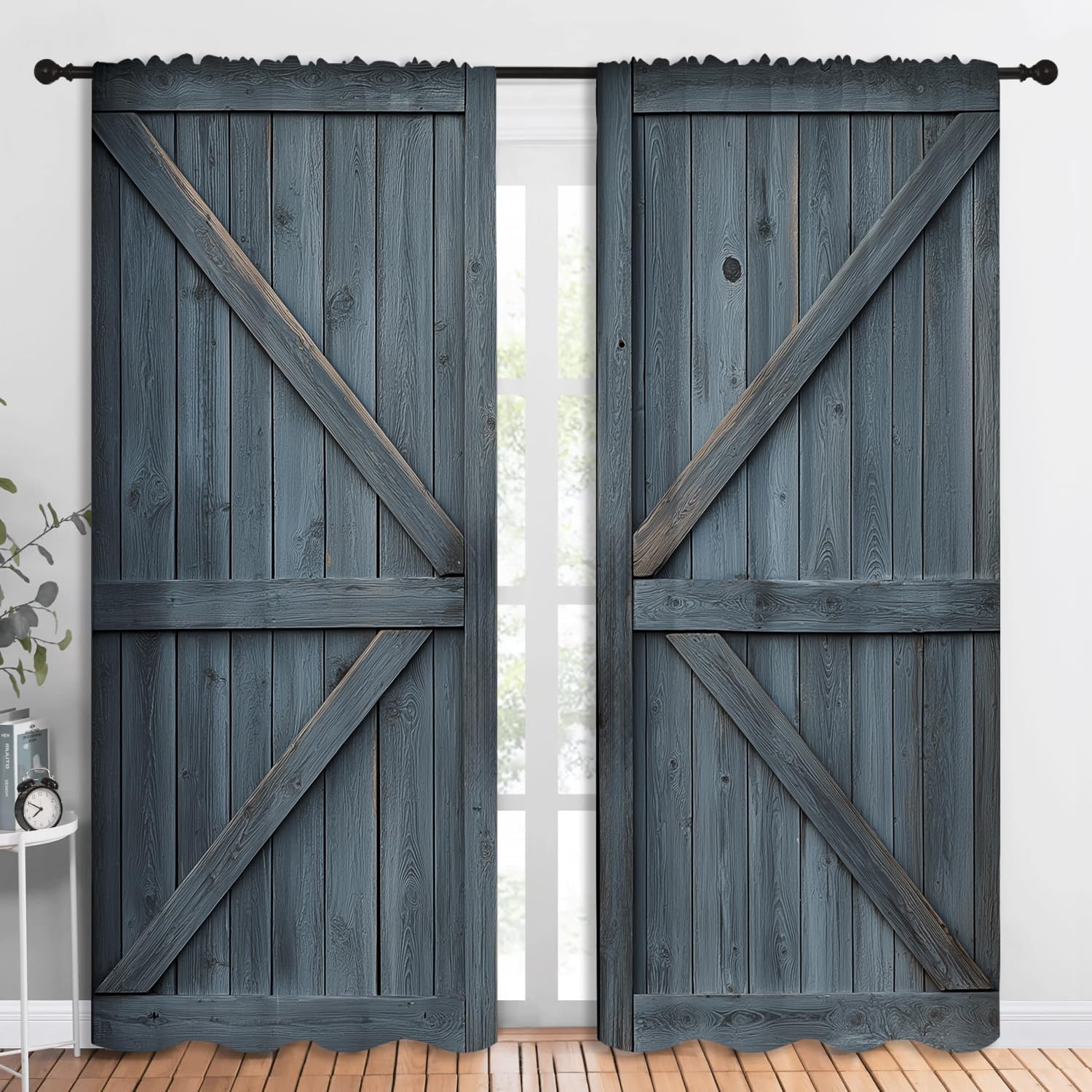 Rustic Wood Barn Door Boy Girls Blackout Curtains,Country Farmhouse Wooden Old Door Vintage, 2 Panel Rod Pocket Thermal Insulated Drapes for Bedroom, Living, Kids Room Deco 84x84 inch
