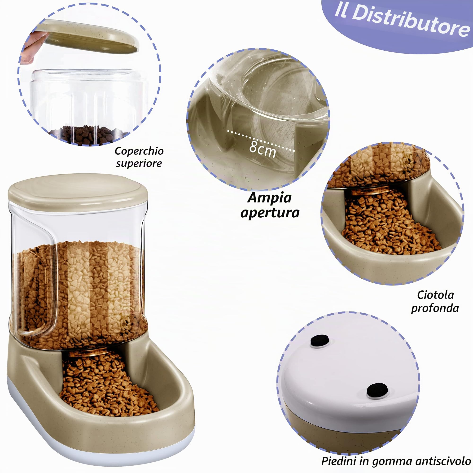Lucky-M Set automatico di alimentazione e abbeveratoio per animali domestici, alimentatore e erogatore di acqua per cani e gatti, 3,8 l