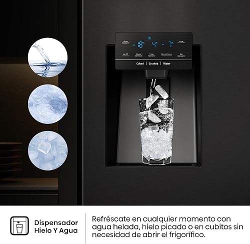 Hisense Pureflat Eclipse RQ760N4IFE Plumbed Total No Frost American Fridge Freezer - Black - E Rated - 7