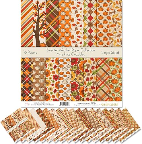 Paquete de papel de patrón – Sweater Weather – Scrapbook Premium Specialty Paper de una cara de 12 x 12 pulgadas, colección incluye 16 hojas – por disponible en Yaxa Costa Rica