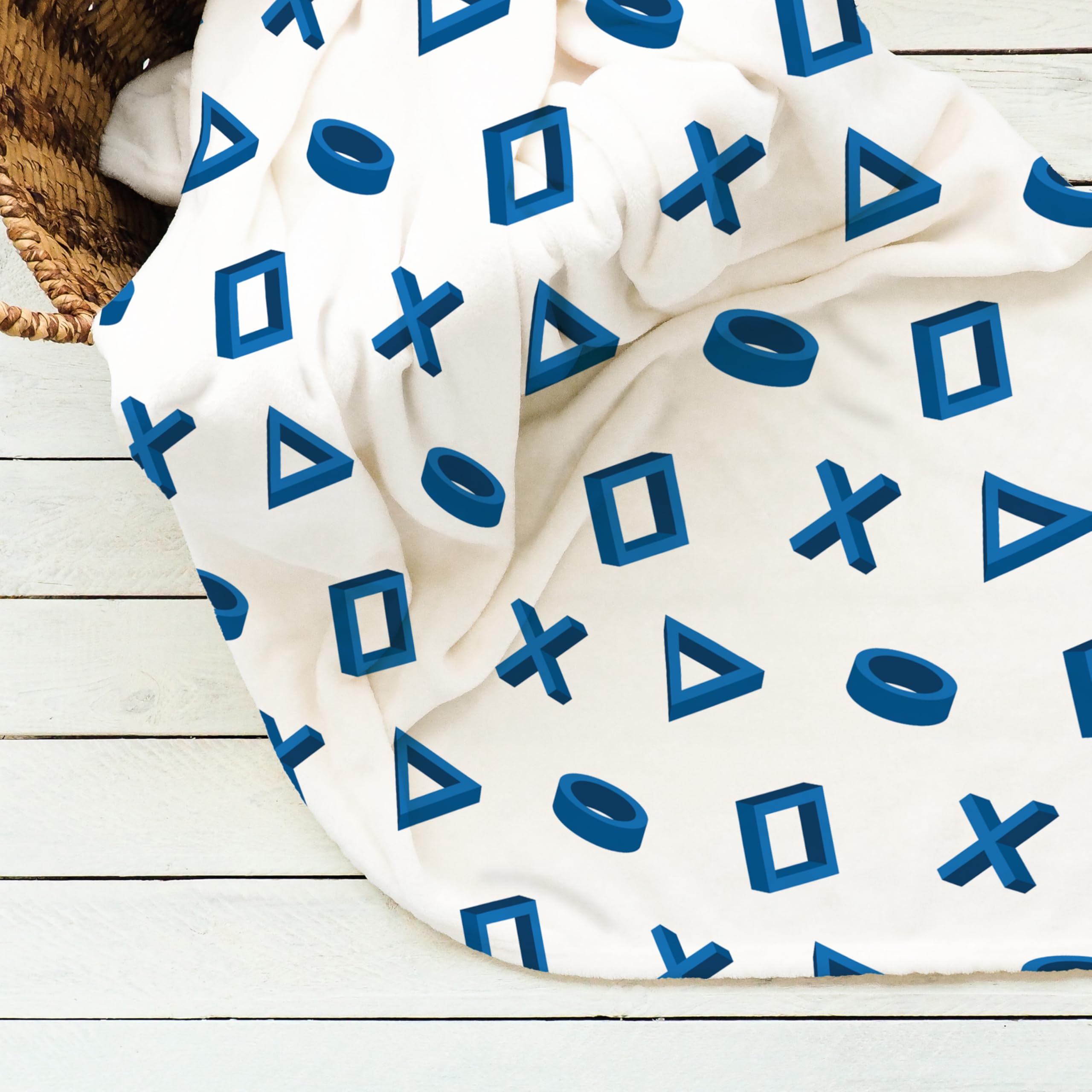 PlayStation Officially Licensed Fleece Blanket | White and Blue Controller Design Super Soft Warm Throw | Perfect For Teen Gaming Bedrooms, Camping & Sleepovers | Size 100x150cm - Image 2