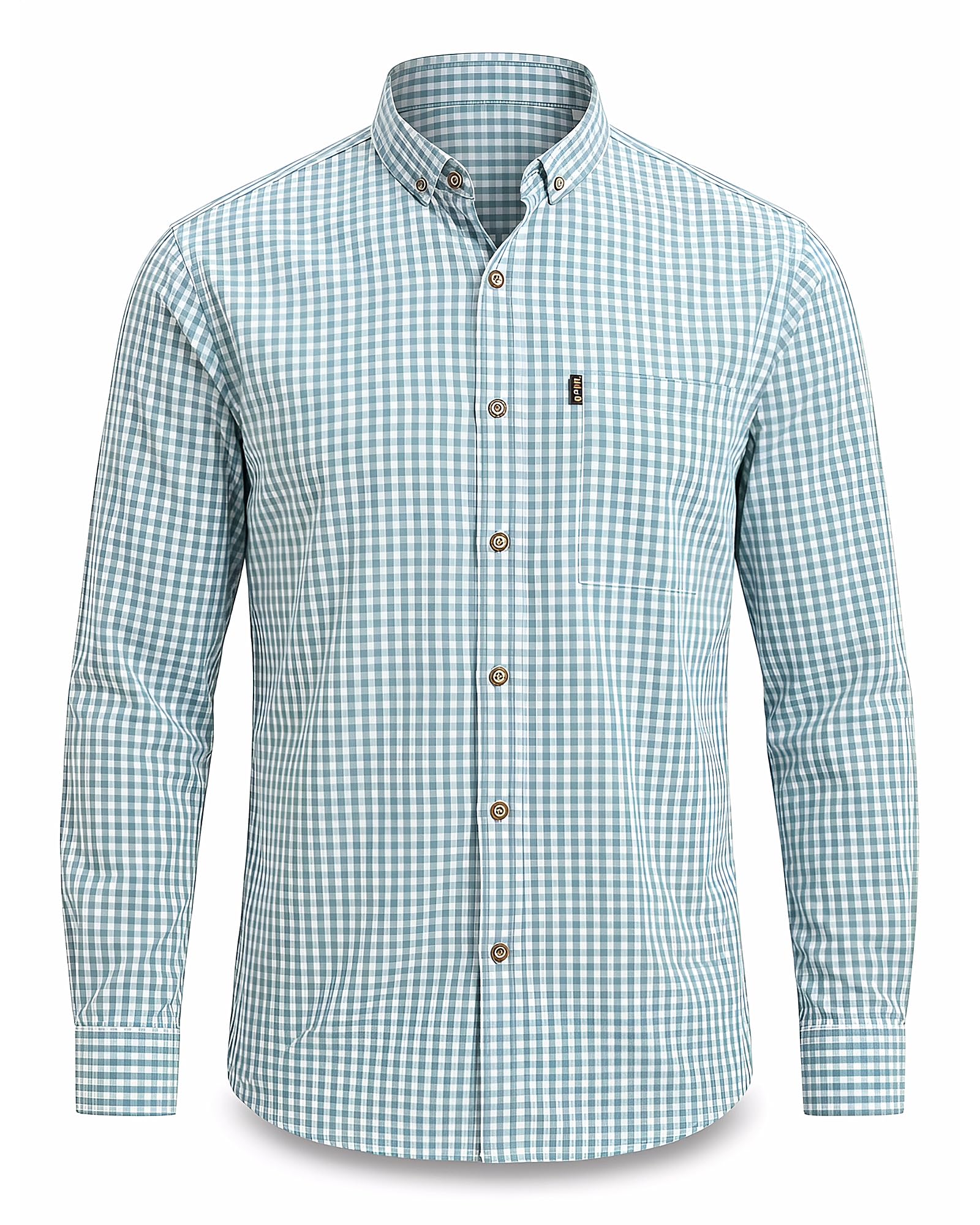 Trachtenhemd Herren Oktoberfest Kariertes Hemd Langarm Baumwolle Traditionell Freizeithemd Comfort Fit in Rot Grün Blau XS-3XL