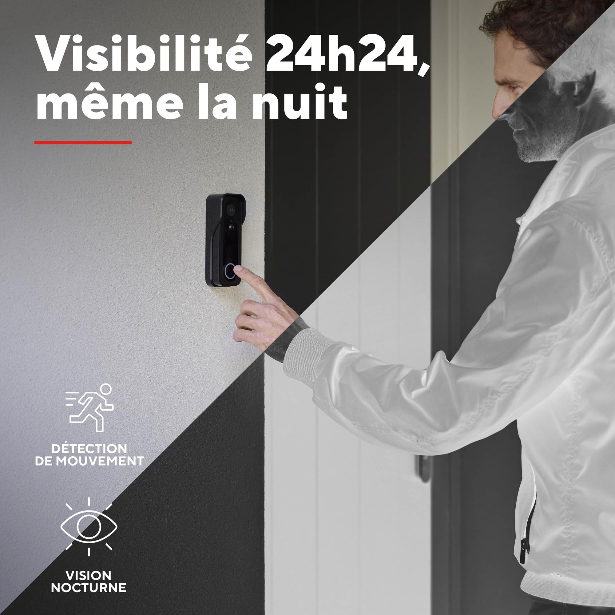 Trust Sonnette Vidéo sans Fil 2.4GHz avec Camera 3MP 2K HD, Audio Bidirectionnel, Vision Nocturne, Imperméable, Caméra et Audio, Alimentation par USB-C ou Câblée 8-24V, Carillon Inclus, Noir
