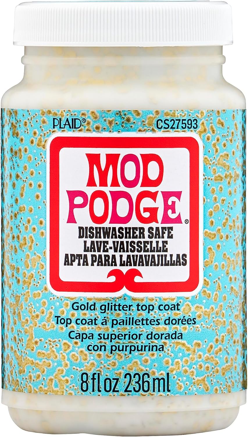 Mod Podge CS27593 Dishwasher Safe Glitter Gold, 8 fl oz