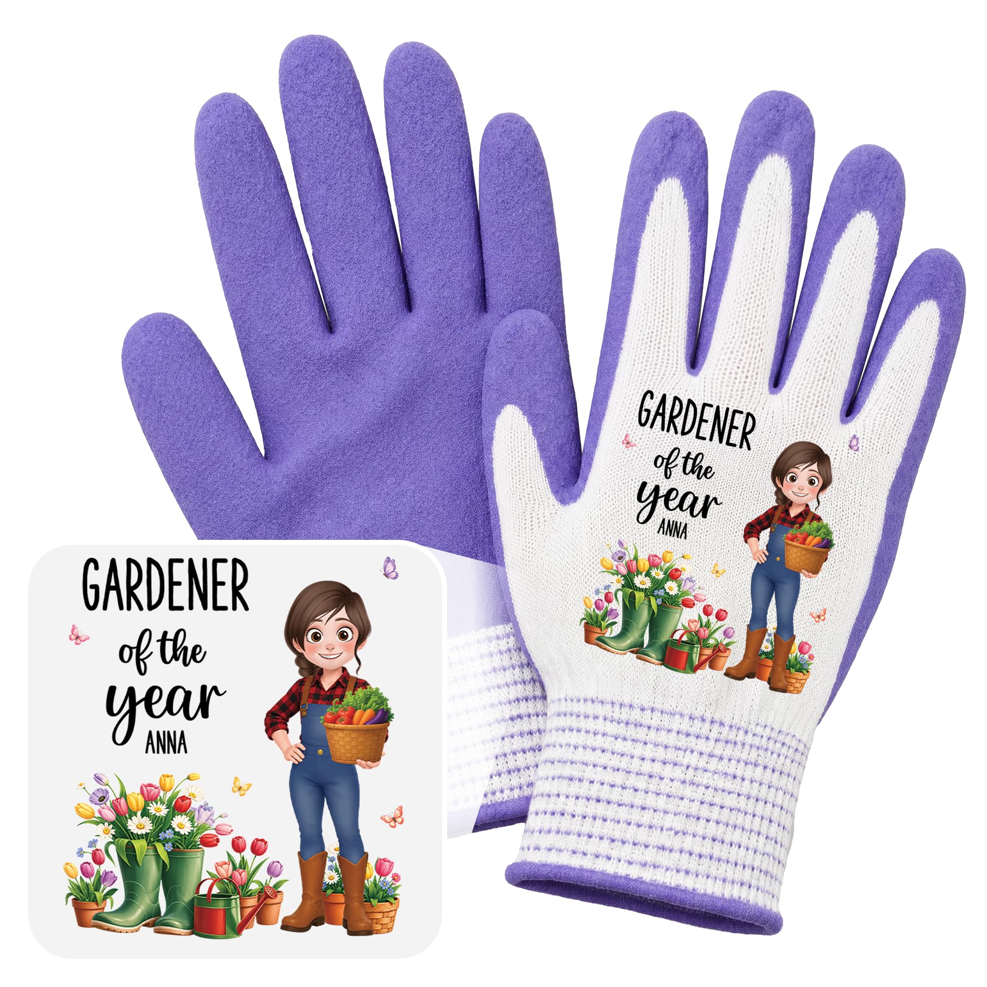 Personal Chic Personalised Gloves - Gardener Of The Year - Garden gloves Women, Ladies Gardening Gloves, Garden Glives, Gardening Glives, garden glove for women (Model #2)
