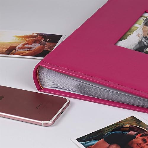 Miniatura 3 de RECUTMS - Álbum de fotos 4x6 con 300 bolsillos, forro de cuero negro de primera calidad, álbum pequeño familiar, para memorias de tu bebé, niño,