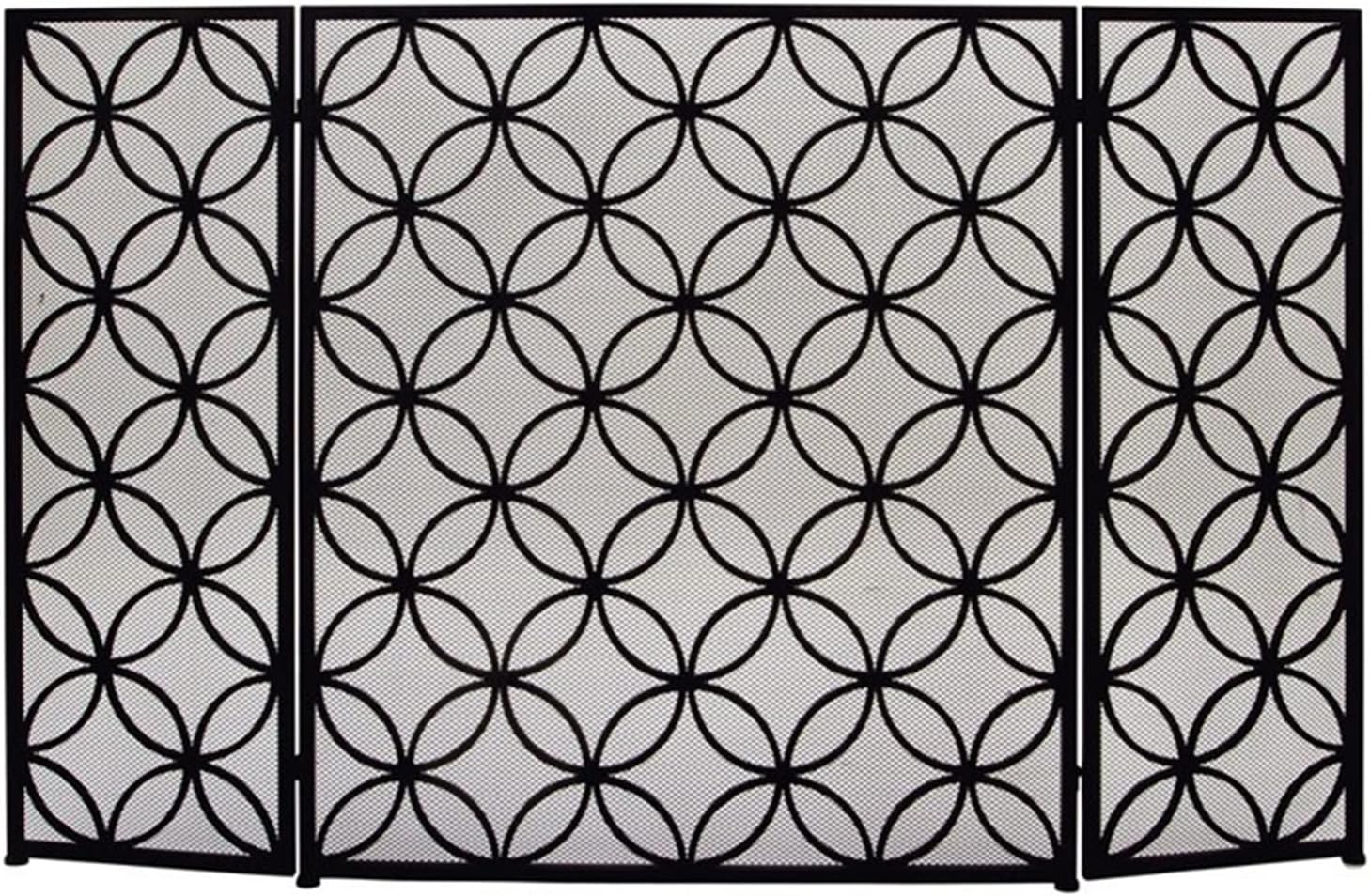 3-Panel Fire Screen for Living Room Decor, Wrought Iron Fireplace Guard, Child & Pet Safe Stove Curtain, Durable Mesh Design, Stylish Home Safety Solution