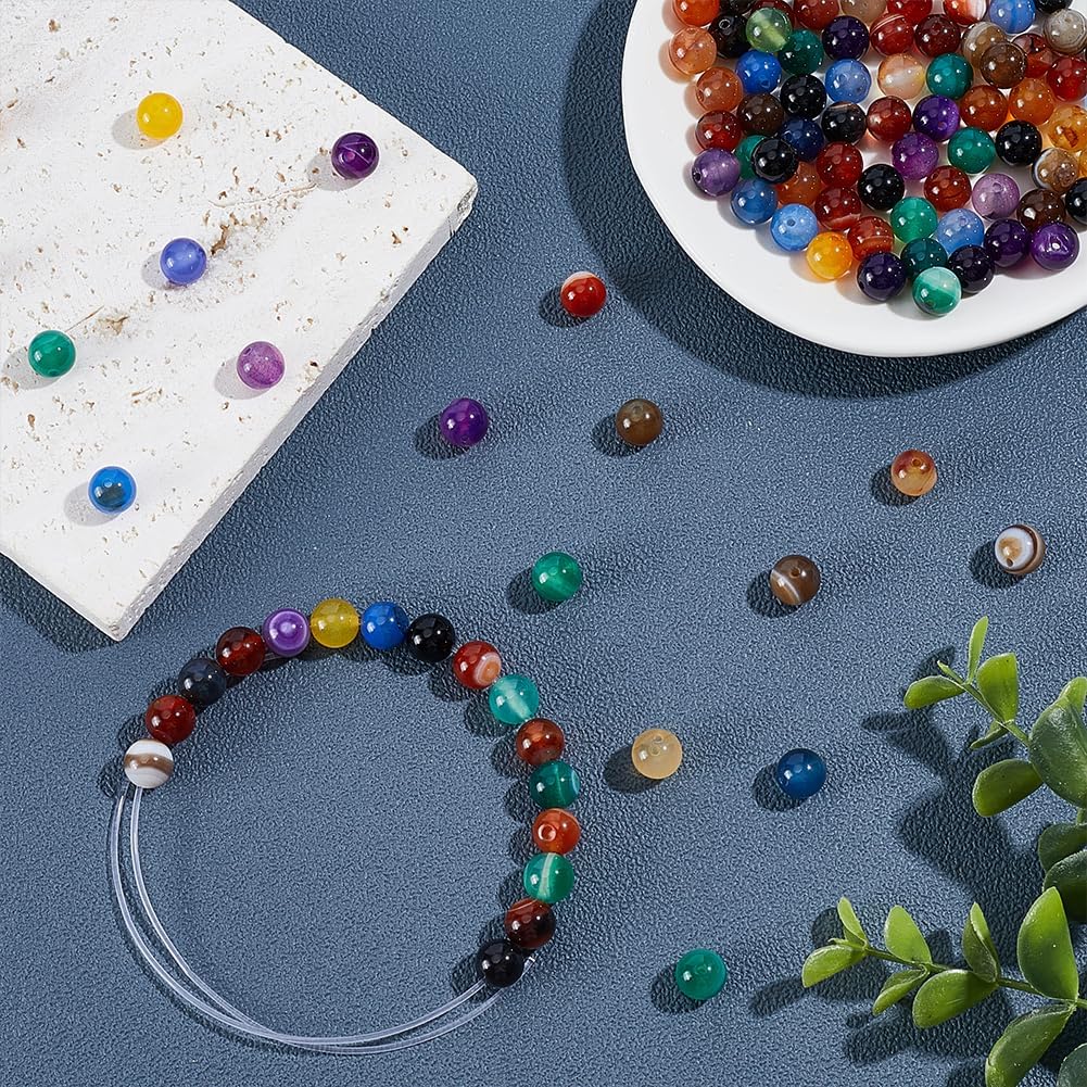 120Pcs 8mm Natural Stone Beads 8 Colors 7 Chakras Banded Agate Beads Rondelle Loose Spacer Bead Crystals Polished Round Gemstone Bead Bulk for Bracelets Necklace Earrings Jewelry Making - Image 4