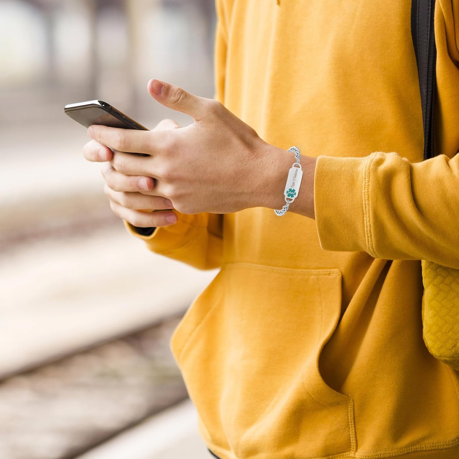 Uloveido Stainless Steel Curb Link Chain Medical Alert Bracelet for Men or Women Personalized Waterproof Medical Identity Bracelet Y4501 - Image 5