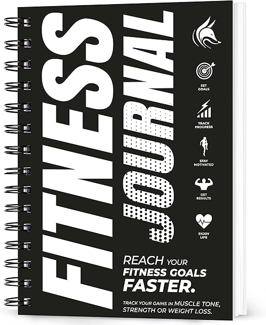 Clever Fox Fitness & Workout Journal/Planner Daily Exercise Log Book to Track Your Lifts, Cardio, Body Weight Tracker  SpiralBound, Laminated Cover, Thick Pages, A5 (Black and White)
