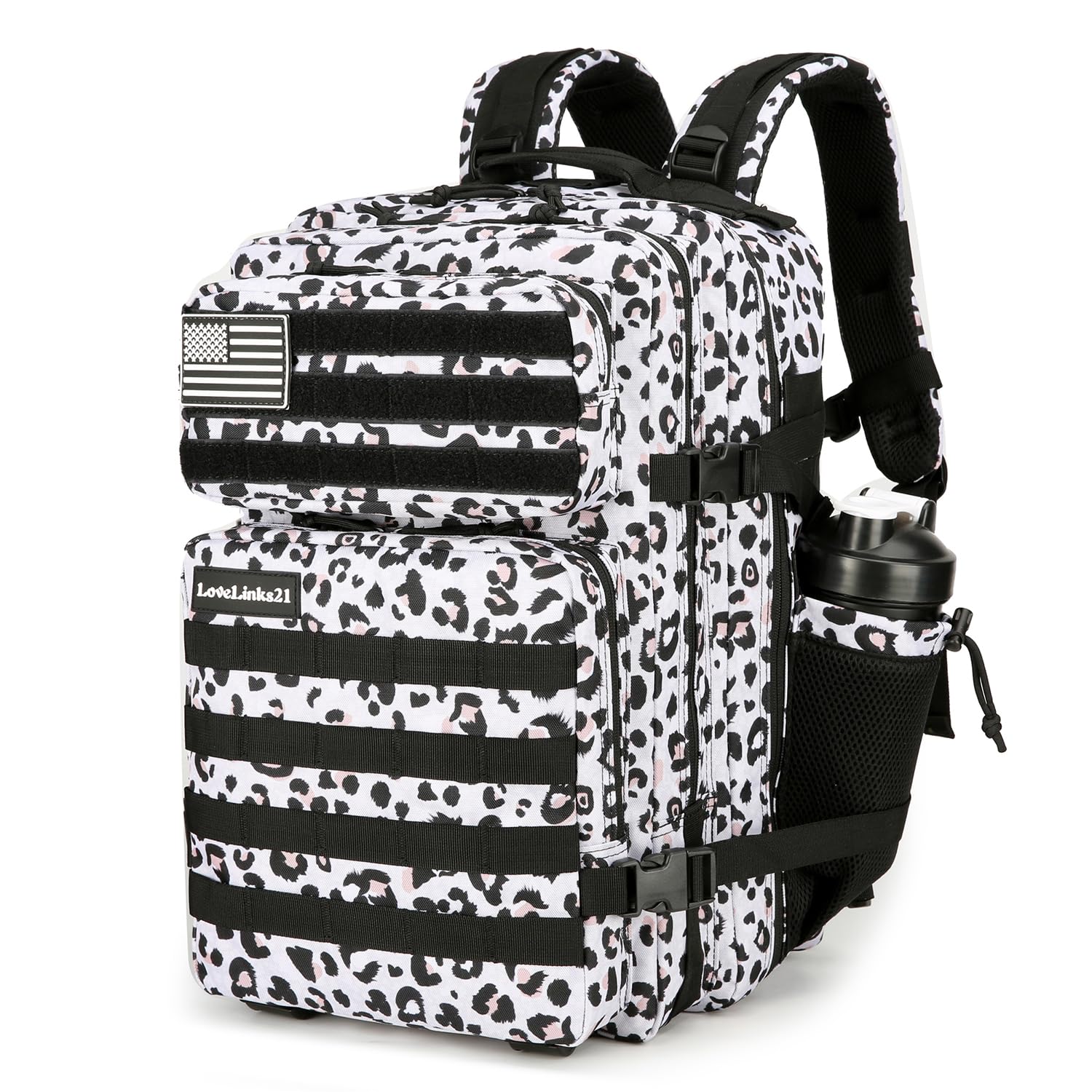Lovelinks21 25L Tactical Backpack Waterproof Military Backpack for Men and Women Assault Pack Small Velcro Travel Backpack, White Leopard, 25 Liters, Daypack Backpacks โ image 1