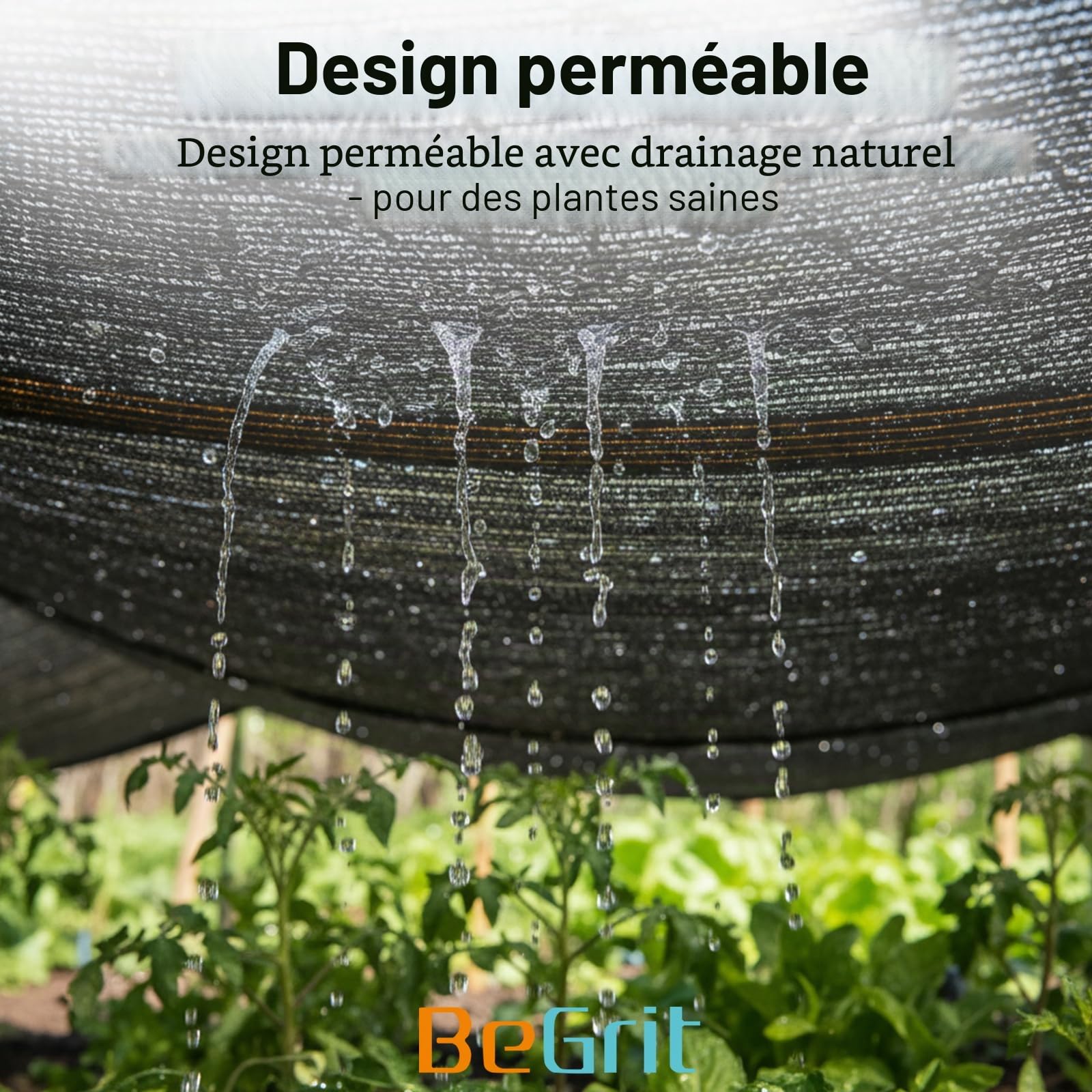 BeGrit 1,8m x 3m Filet Protection Solaire 50% à Abat-Jour en Maille résistante pour Bloquer Les Rayons UV Noir pour Plantes de Jardin des Fleurs Serre Grange ou Chenil Toit Couvre