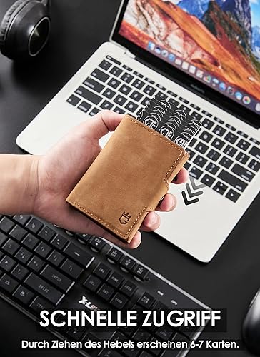 Miniatura 5 de Billetera para hombre con tarjetero para AirTag, billetera inteligente de cuero para hombres, billetera desplegable para Airtag, bloqueo RFID,