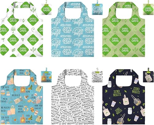 Vista 23 de BeeGreen Bolsas de compras plegables reutilizables con asas, paquete de 12 bolsas de tela de poliéster resistente, bolsas grandes reutilizables