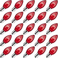 Vista 10 de Bombillas de repuesto C7, paquete de 25 bombillas transparentes para tiras de luces al aire libre, multicolor, candelabros E12, bombillas de Navidad