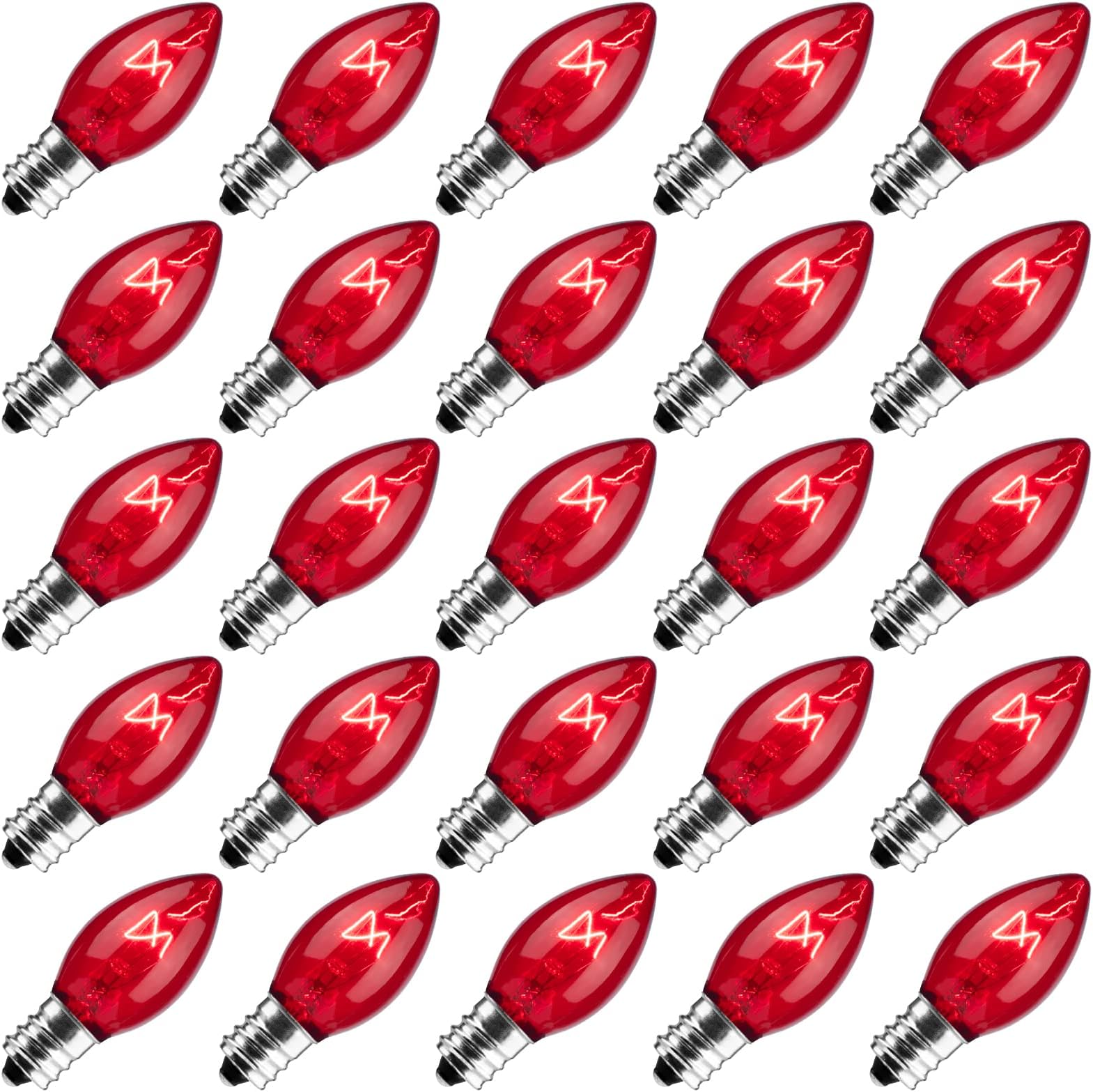 25pack C7 Christmas light bulbs-Red
