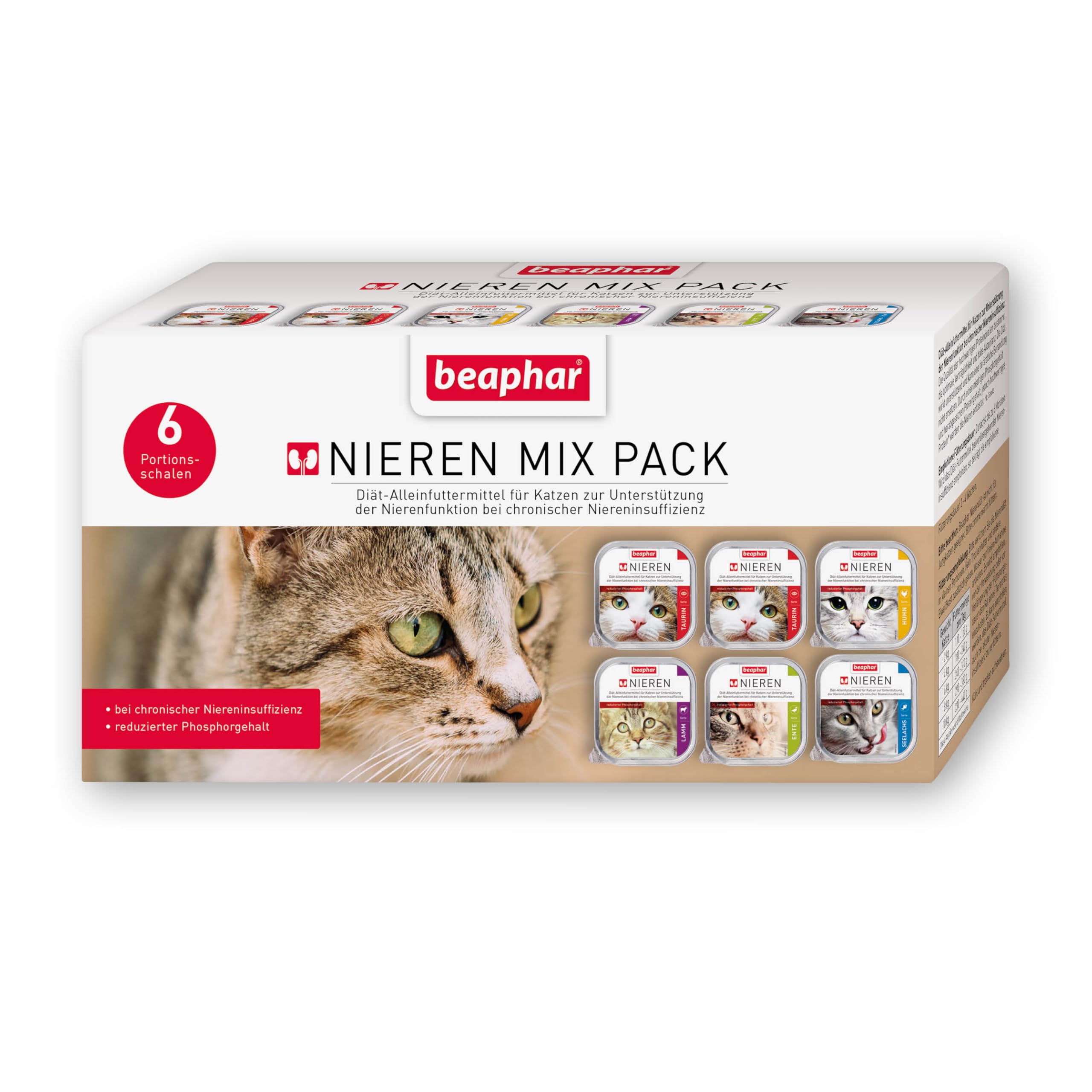 BEAPHAR – Nierendiät Mix Pack – Diätalleinfuttermittel Für Katzen Mit Chronischer Niereninsuffizienz – Zur Unterstützung Der Nierenfunktion – 6X 100 g